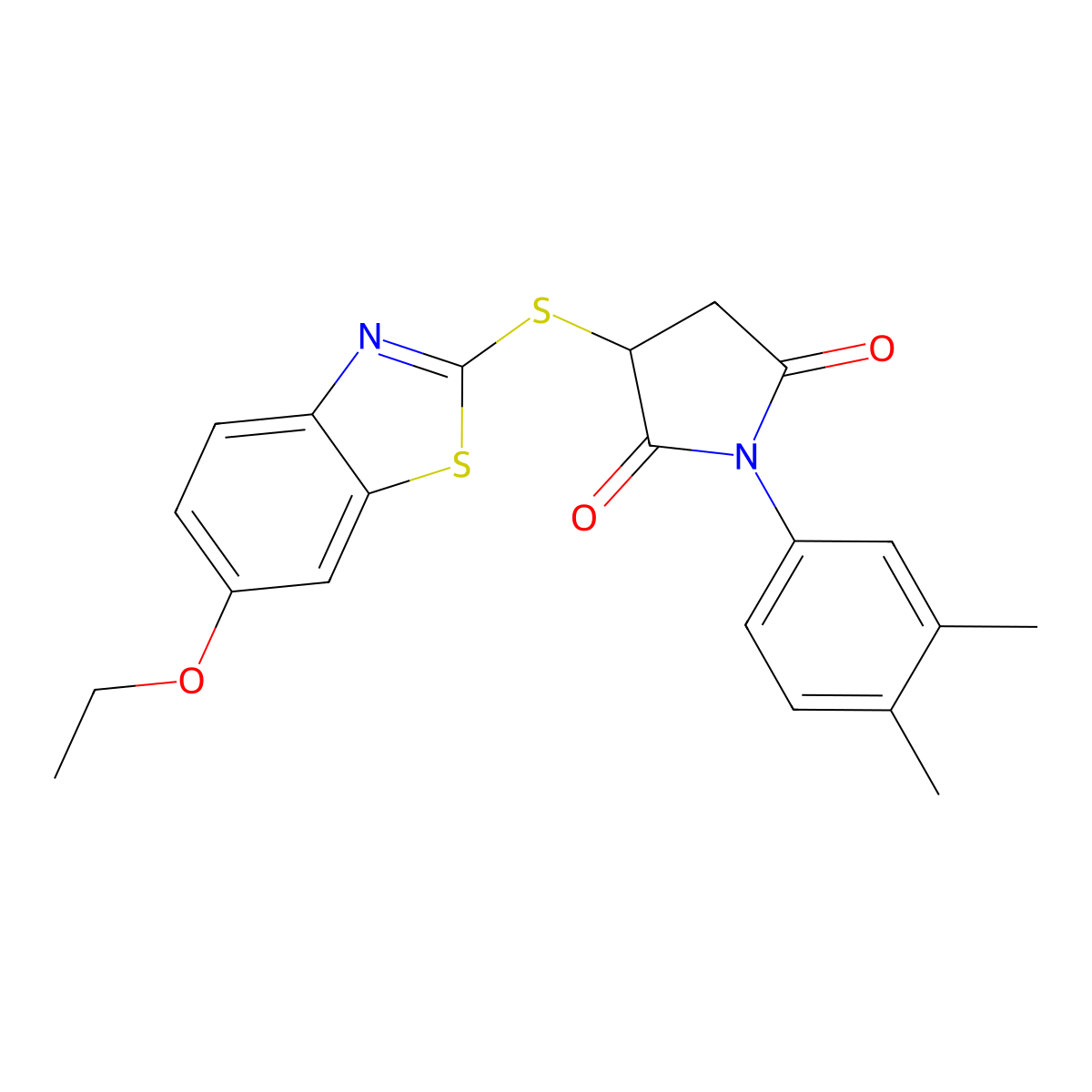 1-(3,4-Dimethylphenyl)-3-[(6-ethoxy-1,3-benzothiazol-2-yl)sulfanyl]pyrrolidine-2,5-dione molecular structure, CAS 351468-52-5