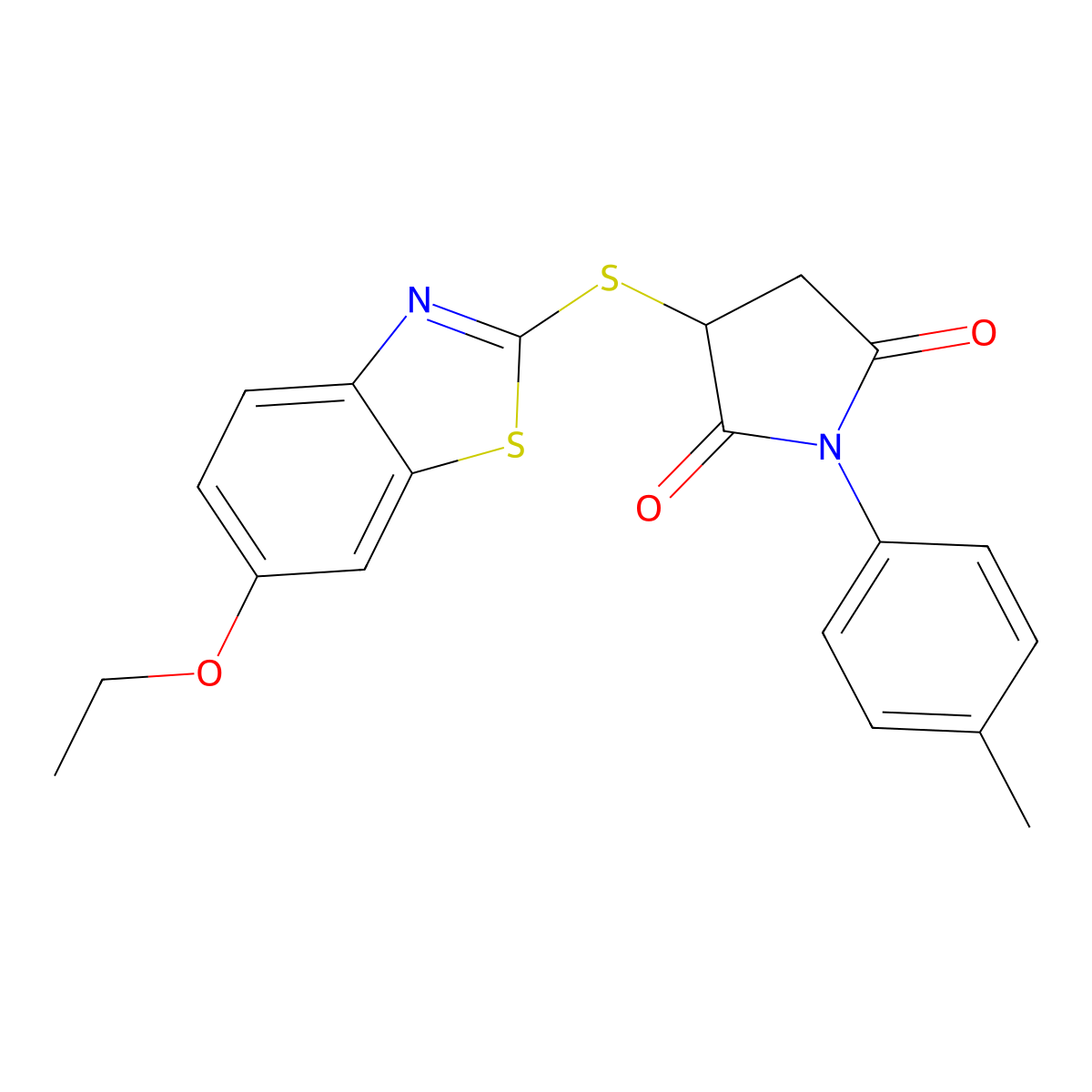 3-[(6-Ethoxy-1,3-benzothiazol-2-yl)sulfanyl]-1-(4-methylphenyl)pyrrolidine-2,5-dione molecular structure, CAS 351468-54-7
