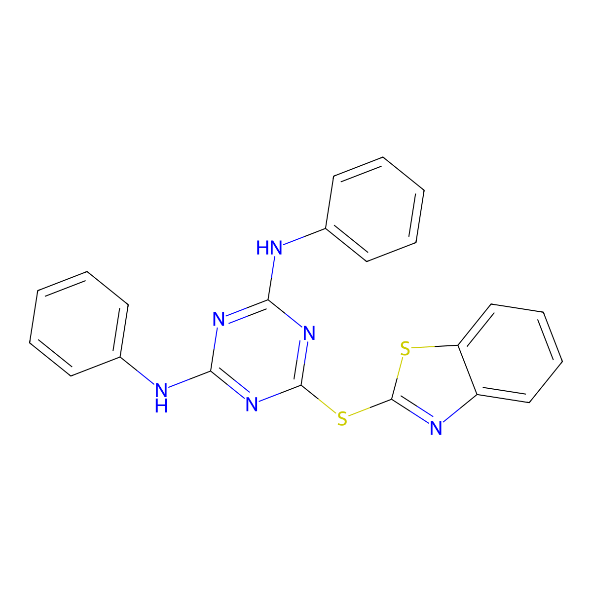 6-(1,3-benzothiazol-2-ylsulfanyl)-N,N'-diphenyl-1,3,5-triazine-2,4-diamine molecular structure, CAS 351468-66-1