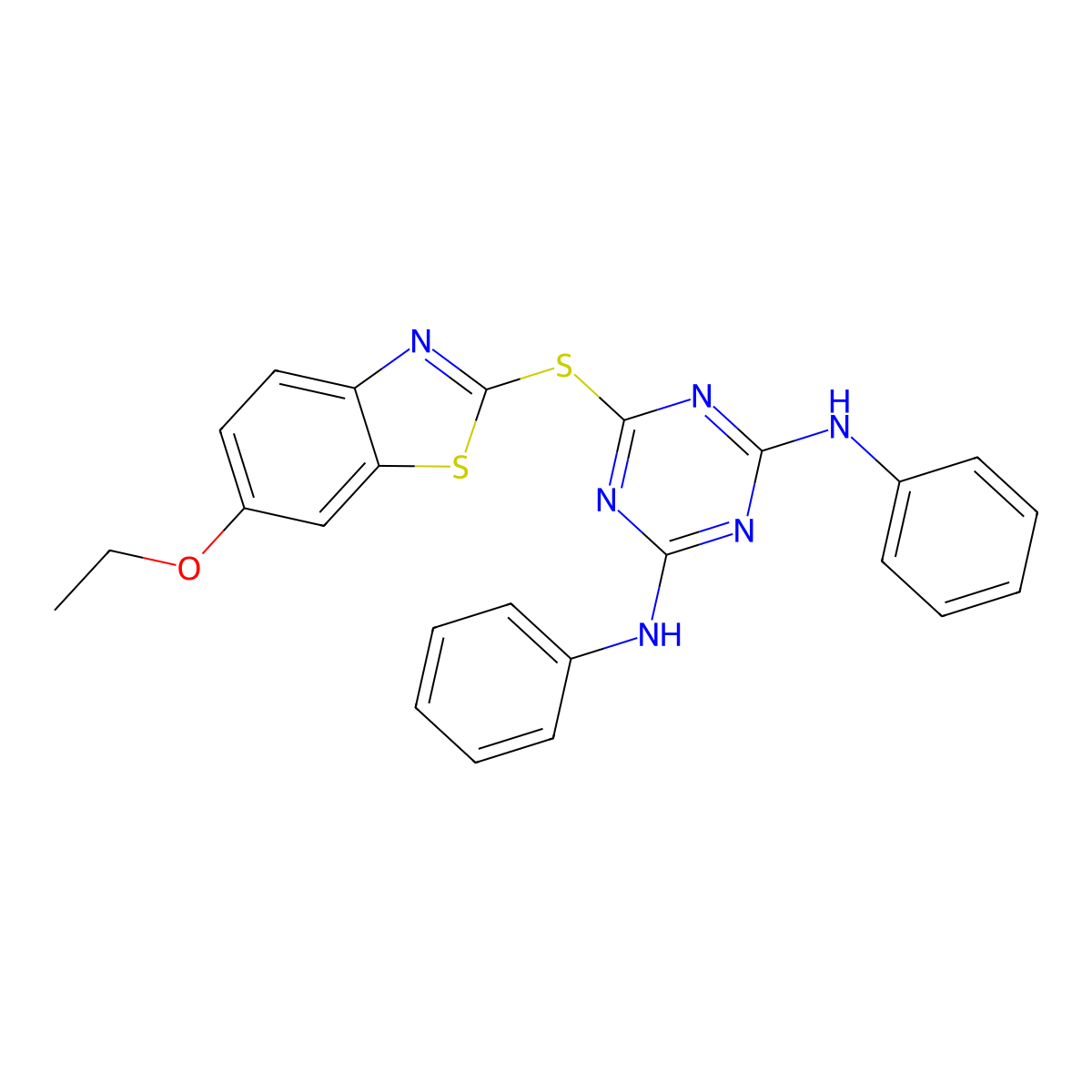 6-[(6-ethoxy-1,3-benzothiazol-2-yl)sulfanyl]-N,N'-diphenyl-1,3,5-triazine-2,4-diamine molecular structure, CAS 351468-70-7