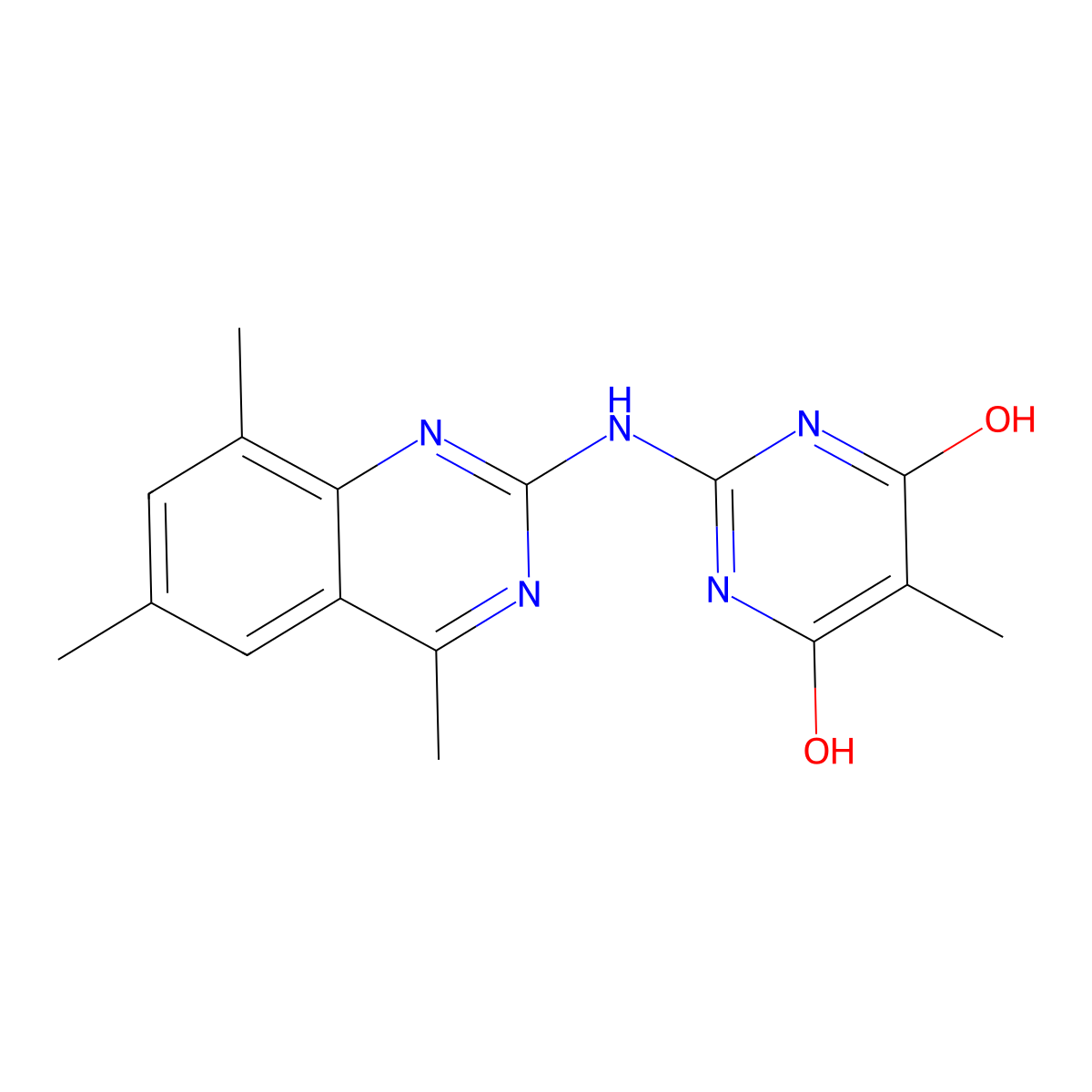 5-Methyl-2-(4,6,8-trimethyl-quinazolin-2-ylamino)-pyrimidine-4,6-diol molecular structure, CAS 351468-95-6