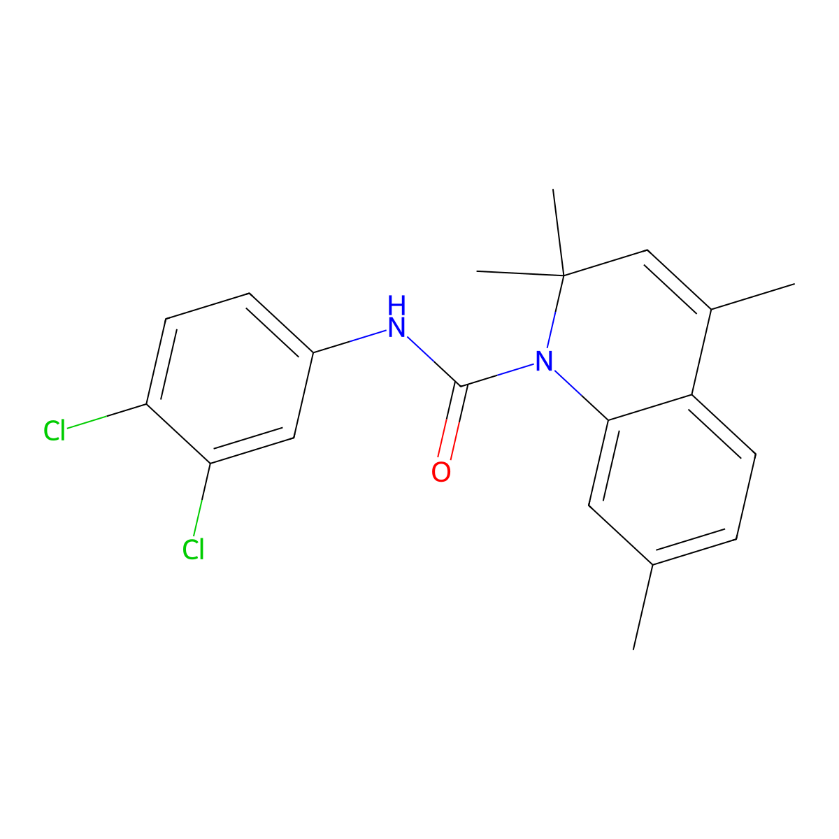 N-(3,4-dichlorophenyl)-2,2,4,7-tetramethylquinoline-1(2H)-carboxamide molecular structure, CAS 351469-29-9