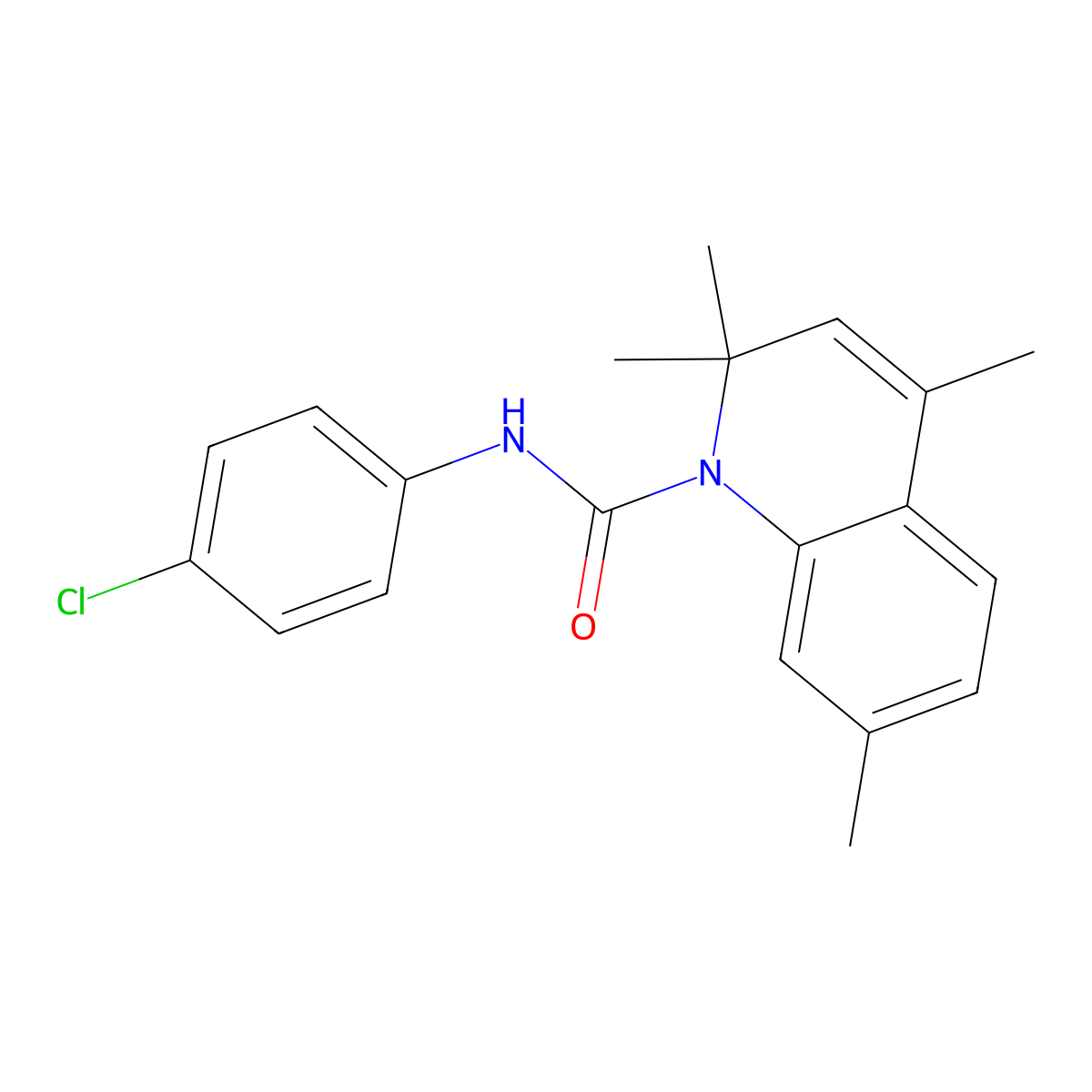 N-(4-chlorophenyl)-2,2,4,7-tetramethylquinoline-1(2H)-carboxamide molecular structure, CAS 351469-35-7