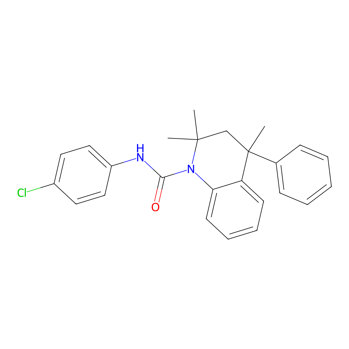 N-(4-chlorophenyl)-2,2,4-trimethyl-4-phenyl-3,4-dihydroquinoline-1(2H)-carboxamide molecular structure, CAS 351469-77-7