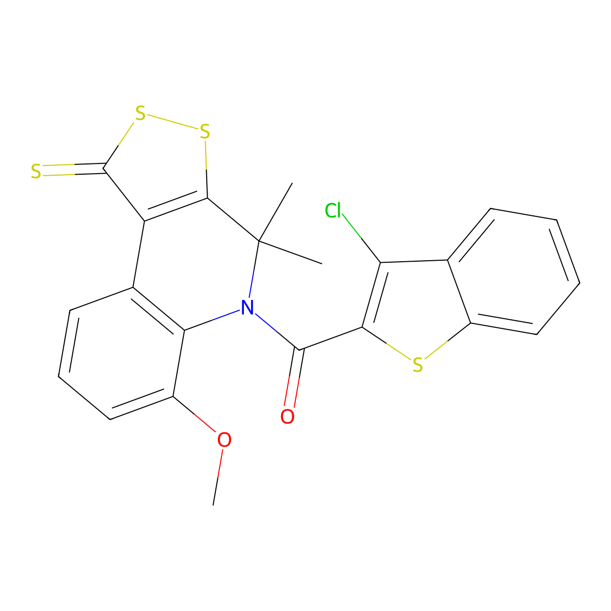 5-[(3-chloro-1-benzothien-2-yl)carbonyl]-6-methoxy-4,4-dimethyl-4,5-dihydro-1H-[1,2]dithiolo[3,4-c]quinoline-1-thione molecular structure, CAS 351469-90-4
