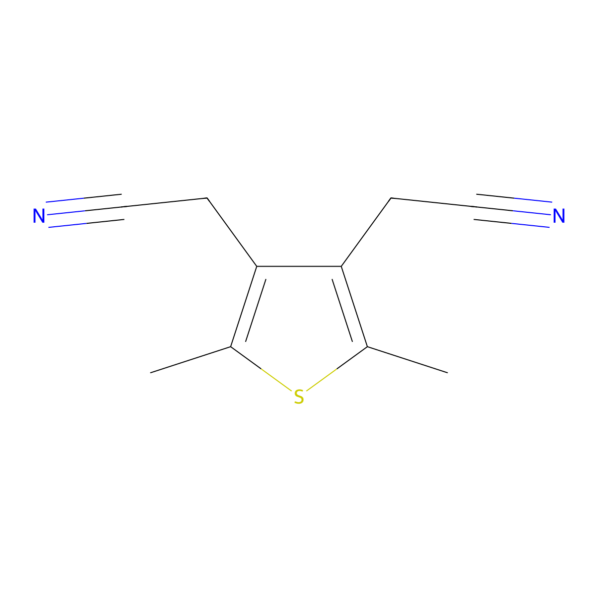 3,4-Thiophenediacetonitrile, 2,5-dimethyl- molecular structure, CAS 35147-97-8