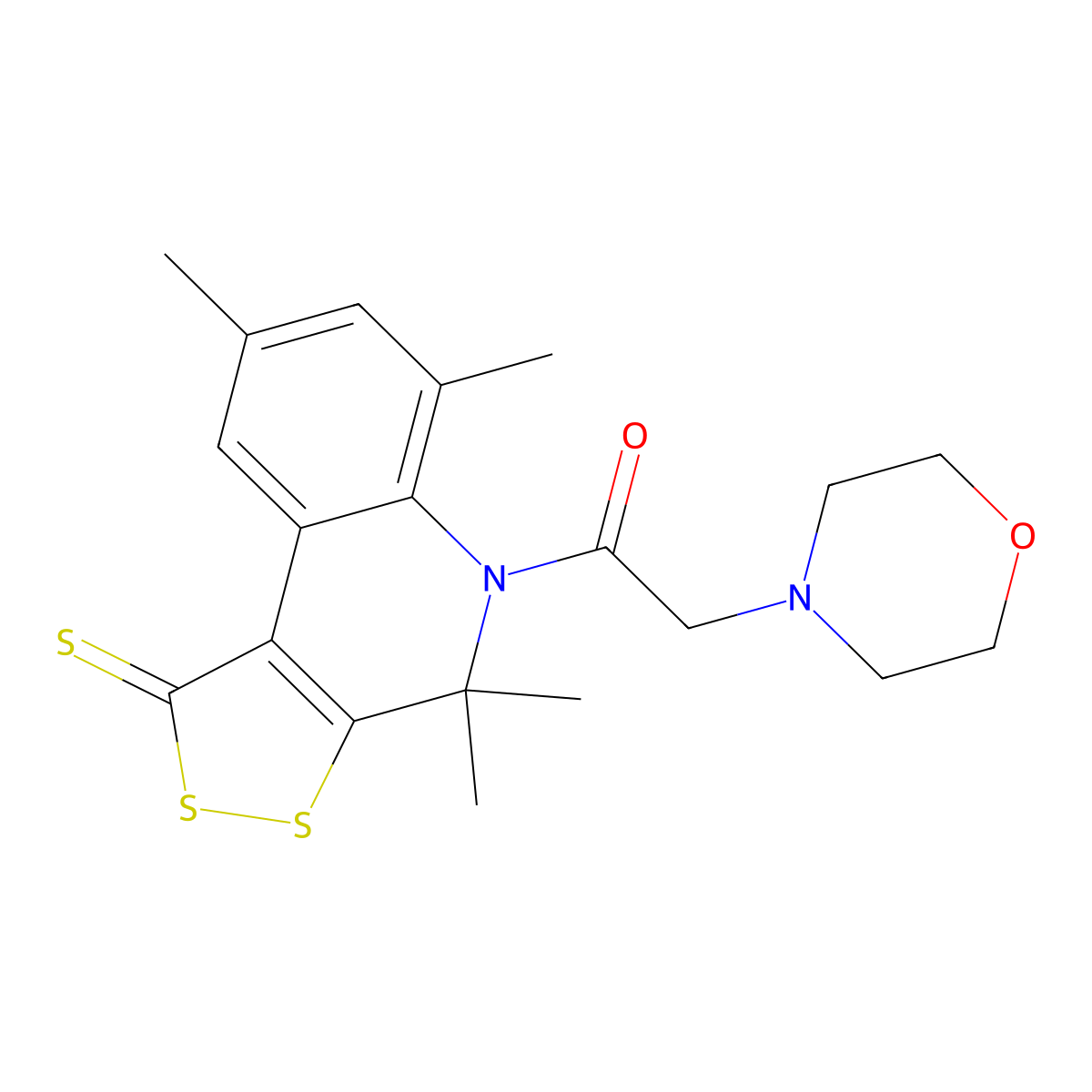 4,4,6,8-tetramethyl-5-(4-morpholinylacetyl)-4,5-dihydro-1H-[1,2]dithiolo[3,4-c]quinoline-1-thione molecular structure, CAS 351470-06-9