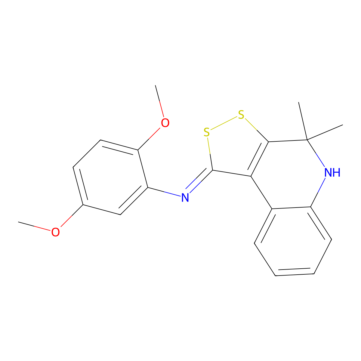 N-[(1Z)-4,4-dimethyl-4,5-dihydro-1H-[1,2]dithiolo[3,4-c]quinolin-1-ylidene]-2,5-dimethoxyaniline molecular structure, CAS 351470-34-3