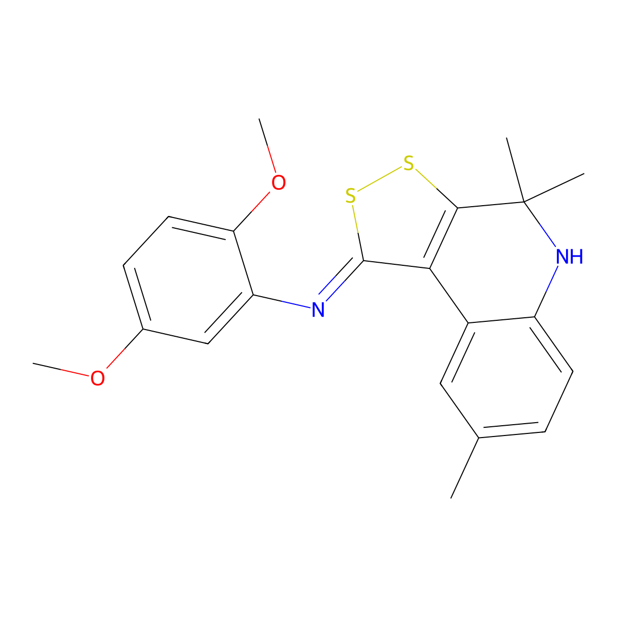 2,5-dimethoxy-N-[(1Z)-4,4,8-trimethyl-4,5-dihydro-1H-[1,2]dithiolo[3,4-c]quinolin-1-ylidene]aniline molecular structure, CAS 351470-36-5