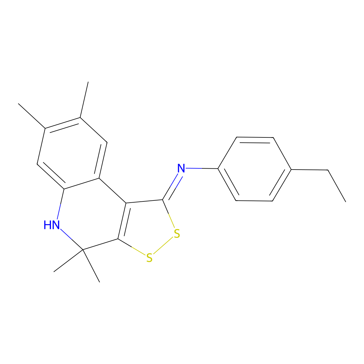 4-ethyl-N-[(1Z)-4,4,7,8-tetramethyl-4,5-dihydro-1H-[1,2]dithiolo[3,4-c]quinolin-1-ylidene]aniline molecular structure, CAS 351470-40-1