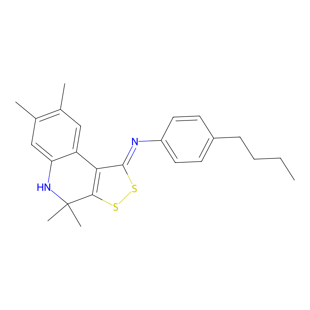 4-butyl-N-[(1Z)-4,4,7,8-tetramethyl-4,5-dihydro-1H-[1,2]dithiolo[3,4-c]quinolin-1-ylidene]aniline molecular structure, CAS 351470-48-9