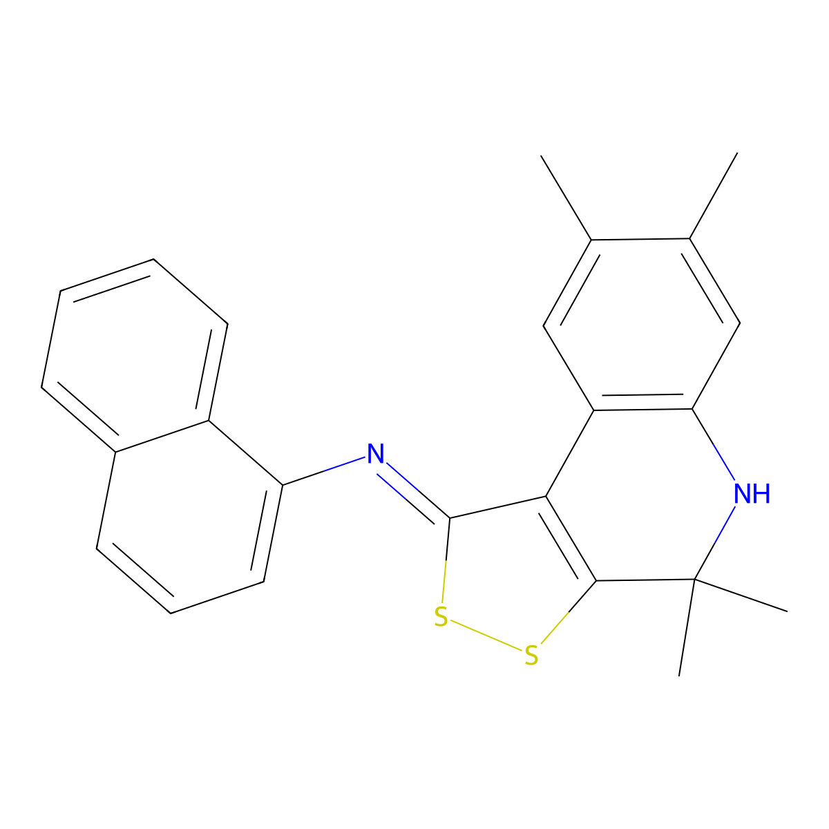4,4,7,8-tetramethyl-N-naphthalen-1-yl-5H-dithiolo[3,4-c]quinolin-1-imine molecular structure, CAS 351470-50-3