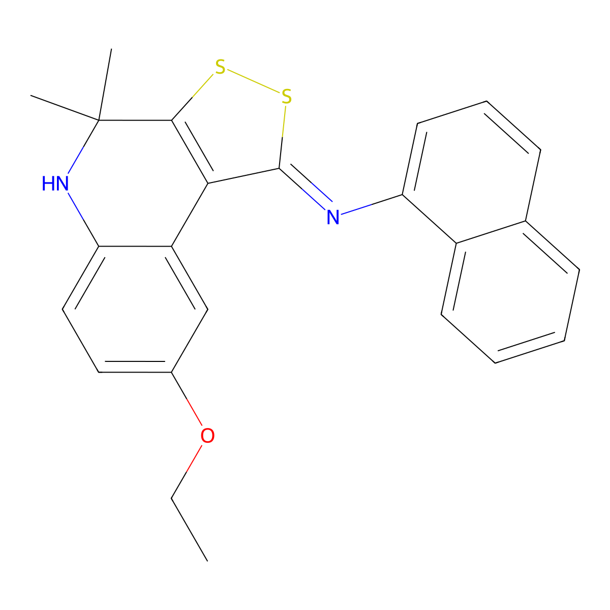 N-[(1Z)-8-ethoxy-4,4-dimethyl-4,5-dihydro-1H-[1,2]dithiolo[3,4-c]quinolin-1-ylidene]naphthalen-1-amine molecular structure, CAS 351470-57-0