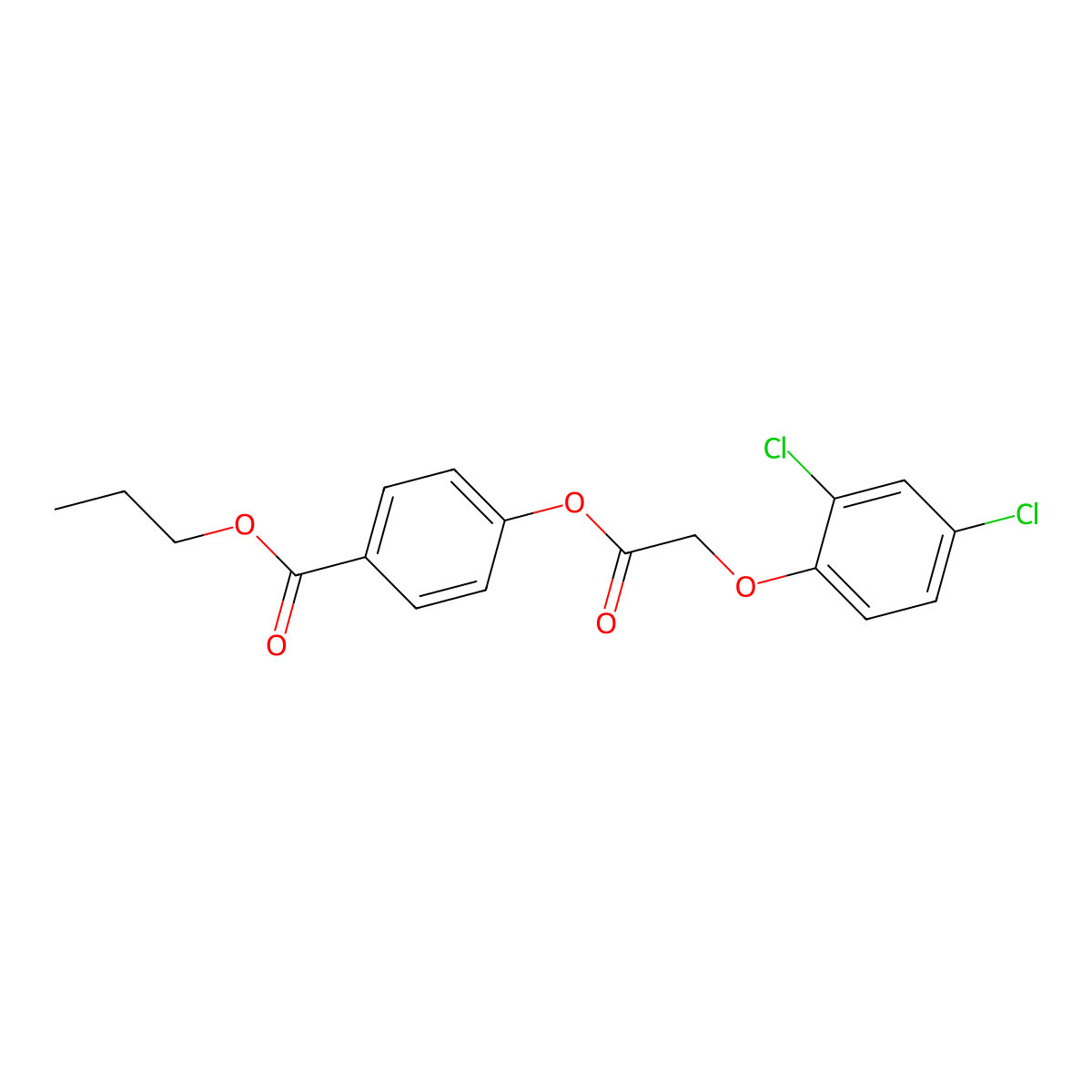Propyl 4-{[(2,4-dichlorophenoxy)acetyl]oxy}benzoate molecular structure, CAS 351491-80-0