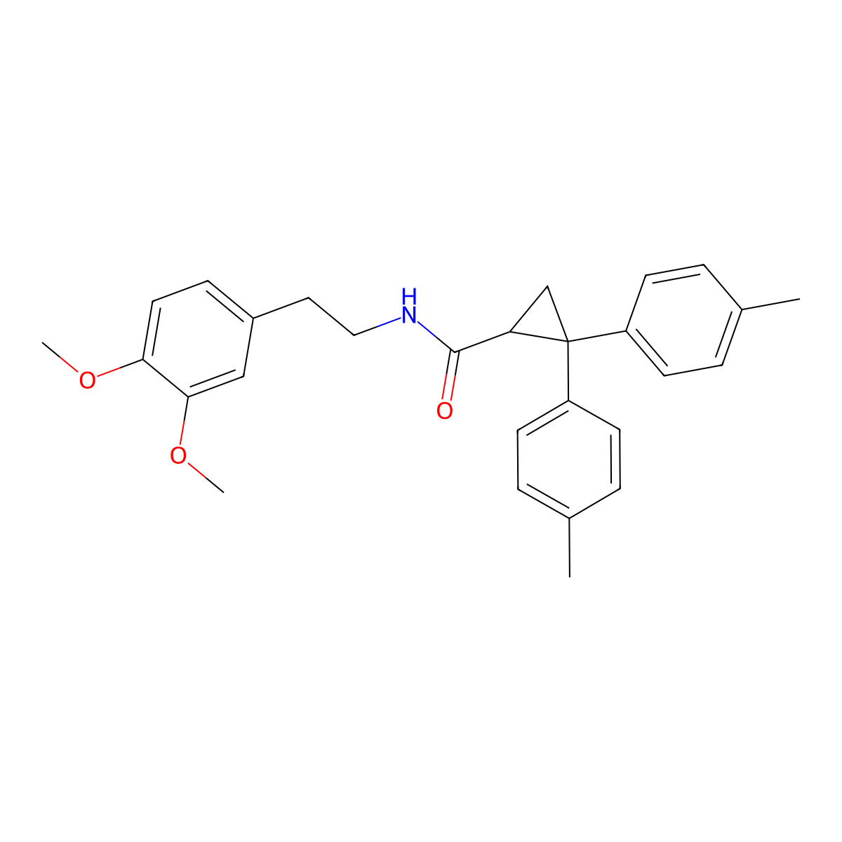 N-[2-(3,4-dimethoxyphenyl)ethyl]-2,2-bis(4-methylphenyl)cyclopropane-1-carboxamide molecular structure, CAS 351494-83-2