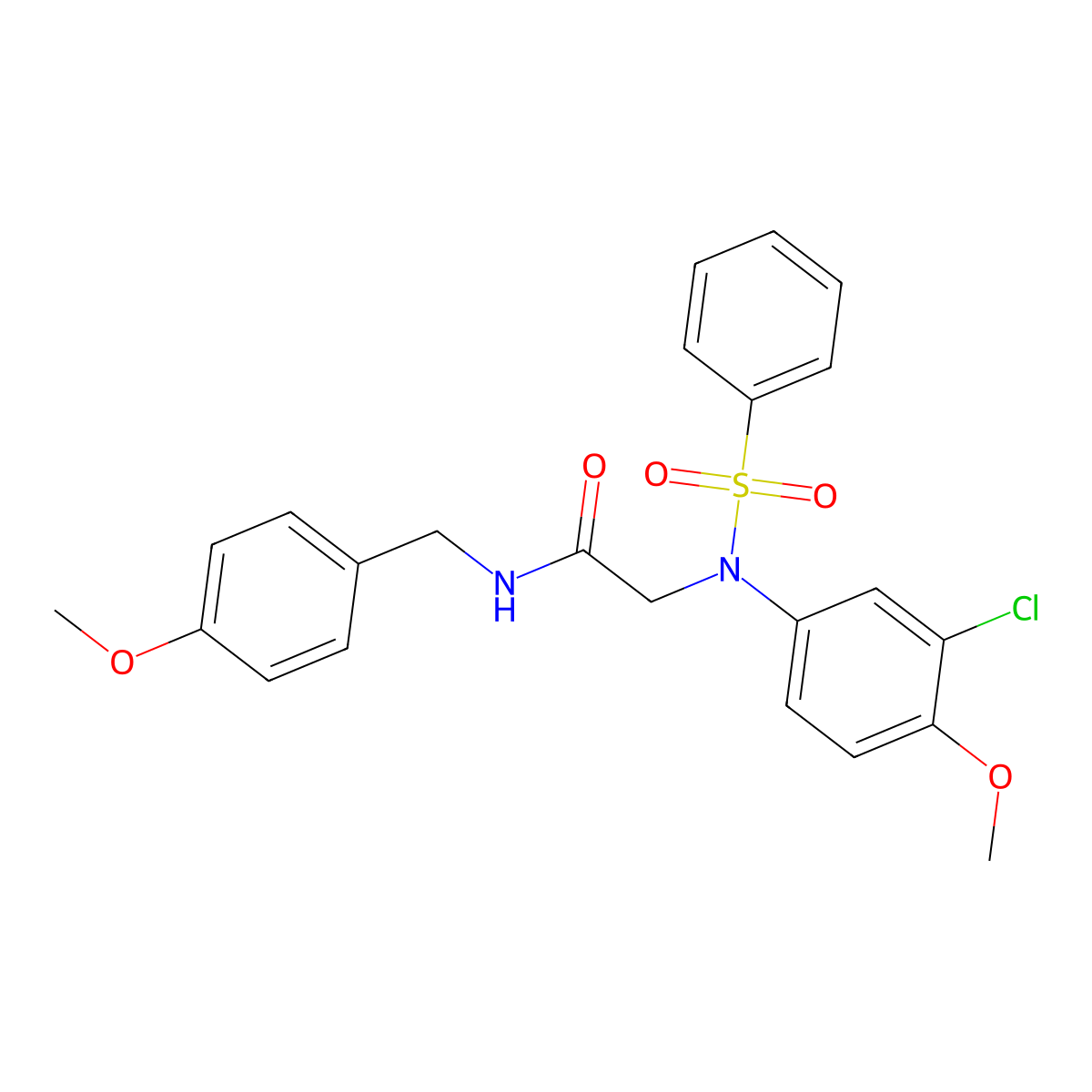 2-[N-(benzenesulfonyl)-3-chloro-4-methoxyanilino]-N-[(4-methoxyphenyl)methyl]acetamide molecular structure, CAS 351494-93-4