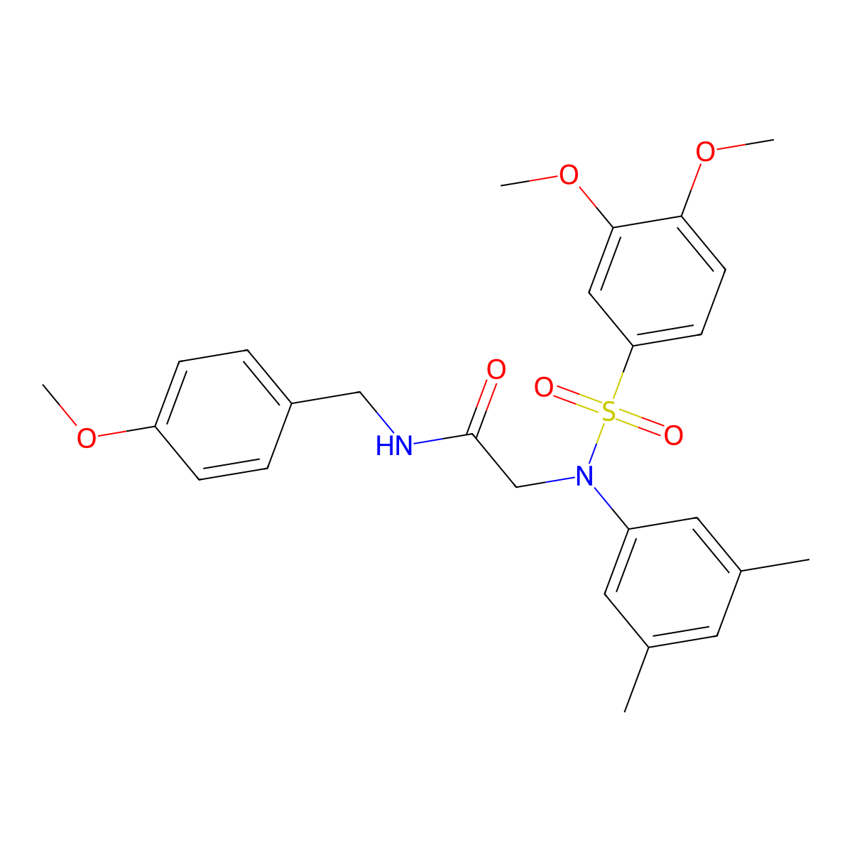 2-{[(3,4-dimethoxyphenyl)sulfonyl]-3,5-dimethylanilino}-N-(4-methoxybenzyl)acetamide molecular structure, CAS 351494-99-0