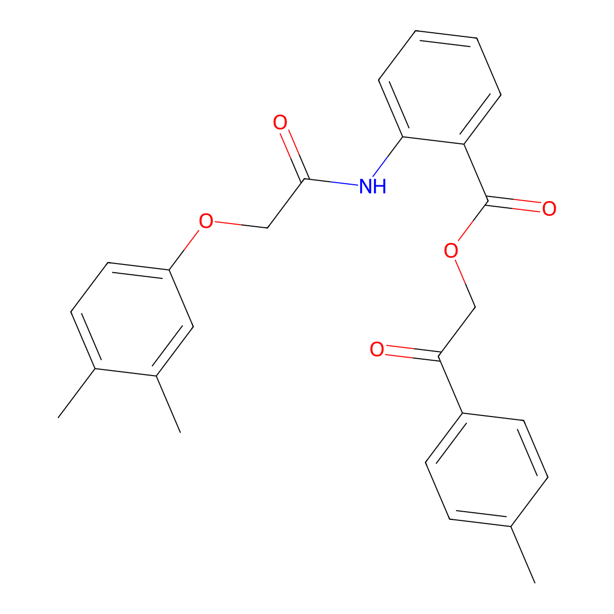 2-(4-Methylphenyl)-2-oxoethyl 2-{[(3,4-dimethylphenoxy)acetyl]amino}benzoate molecular structure, CAS 351497-22-8