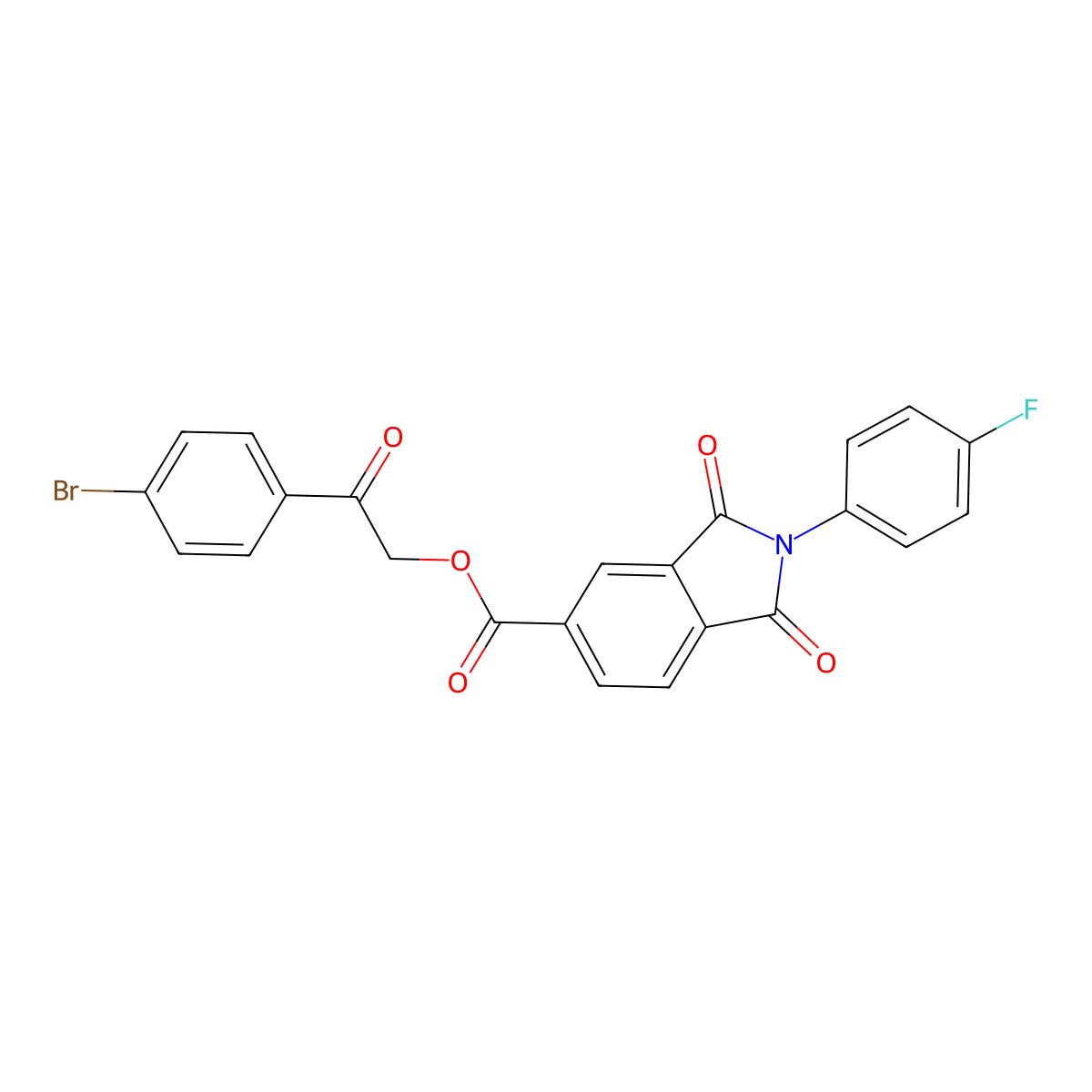 2-(4-bromophenyl)-2-oxoethyl 2-(4-fluorophenyl)-1,3-dioxo-2,3-dihydro-1H-isoindole-5-carboxylate molecular structure, CAS 351497-54-6