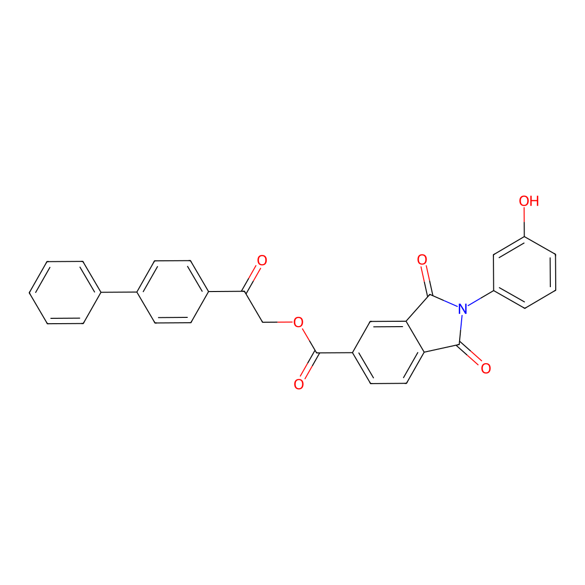 2-[1,1'-Biphenyl]-4-yl-2-oxoethyl 2-(3-hydroxyphenyl)-1,3-dioxo-5-isoindolinecarboxylate molecular structure, CAS 351497-65-9
