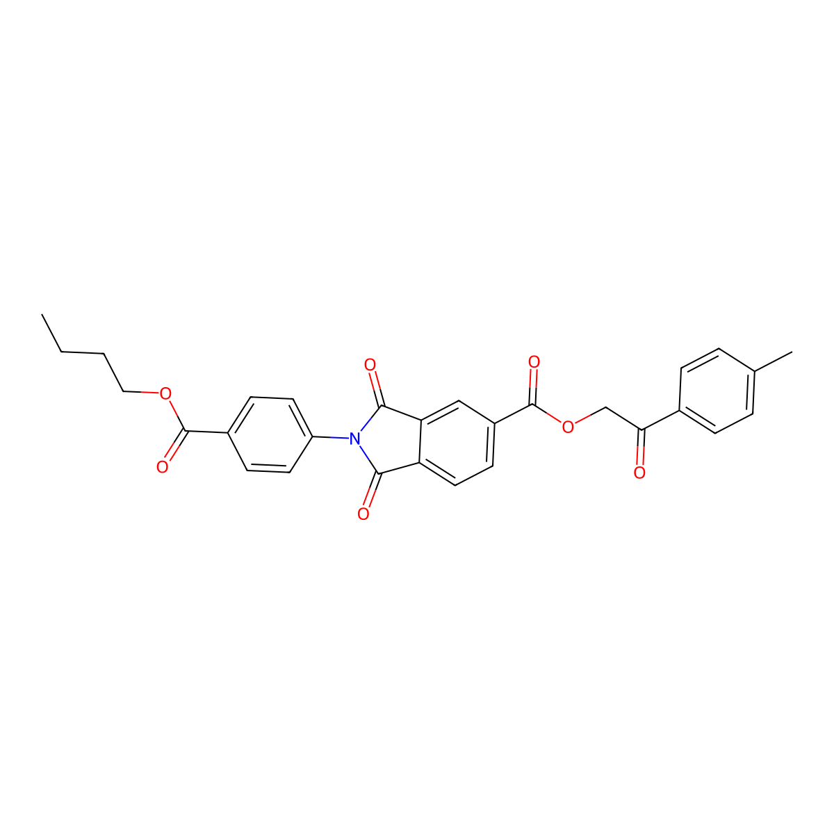 2-(4-methylphenyl)-2-oxoethyl 2-[4-(butoxycarbonyl)phenyl]-1,3-dioxo-2,3-dihydro-1H-isoindole-5-carboxylate molecular structure, CAS 351497-67-1