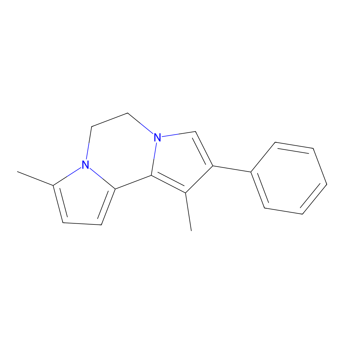 1,6-Dimethyl-2-phenyl-4,5-dihydro-3a,5a-diaza-as-indacene molecular structure, CAS 351498-27-6