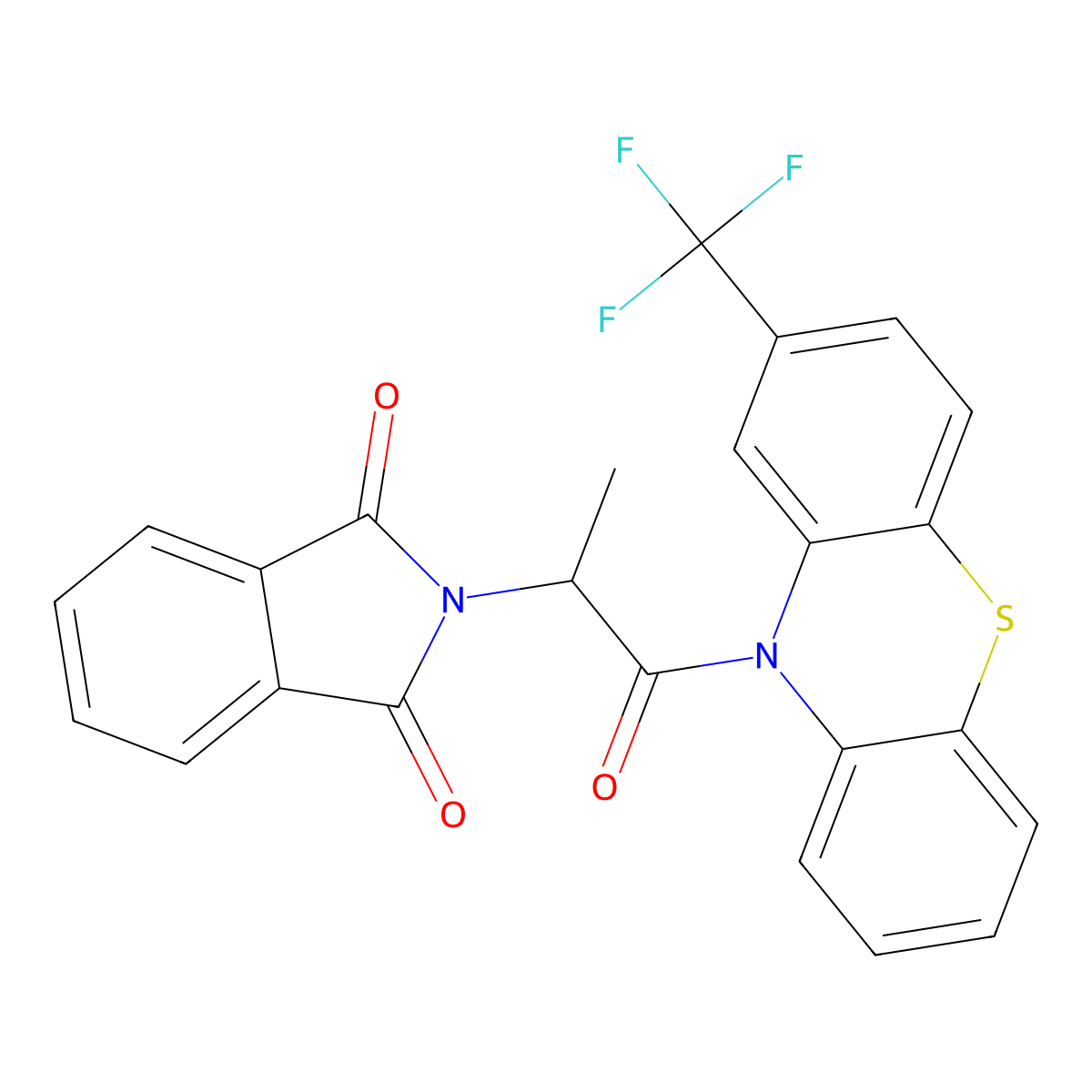 2-{1-oxo-1-[2-(trifluoromethyl)-10H-phenothiazin-10-yl]propan-2-yl}-1H-isoindole-1,3(2H)-dione molecular structure, CAS 351498-53-8