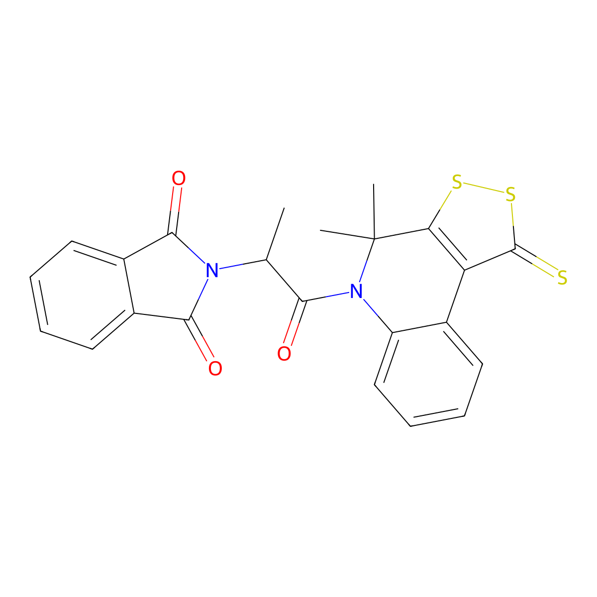 2-[1-(4,4-Dimethyl-1-sulfanylidenedithiolo[3,4-c]quinolin-5-yl)-1-oxopropan-2-yl]isoindole-1,3-dione molecular structure, CAS 351498-69-6