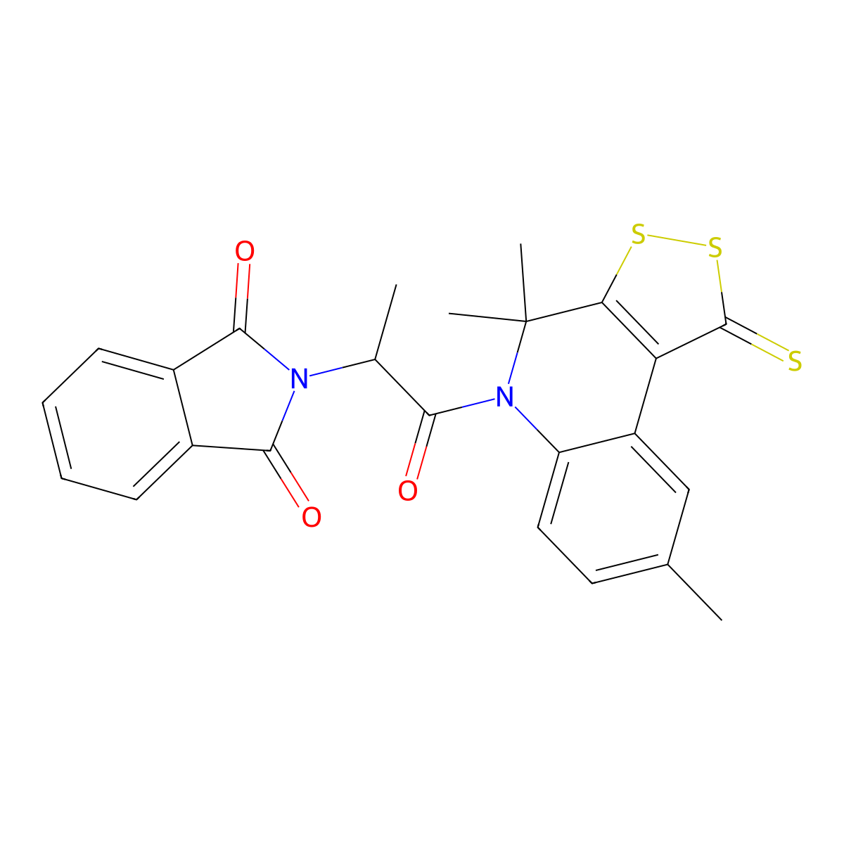 2-[1-methyl-2-oxo-2-(4,4,8-trimethyl-1-thioxo-1,4-dihydro-5H-[1,2]dithiolo[3,4-c]quinolin-5-yl)ethyl]-1H-isoindole-1,3(2H)-dione molecular structure, CAS 351498-71-0