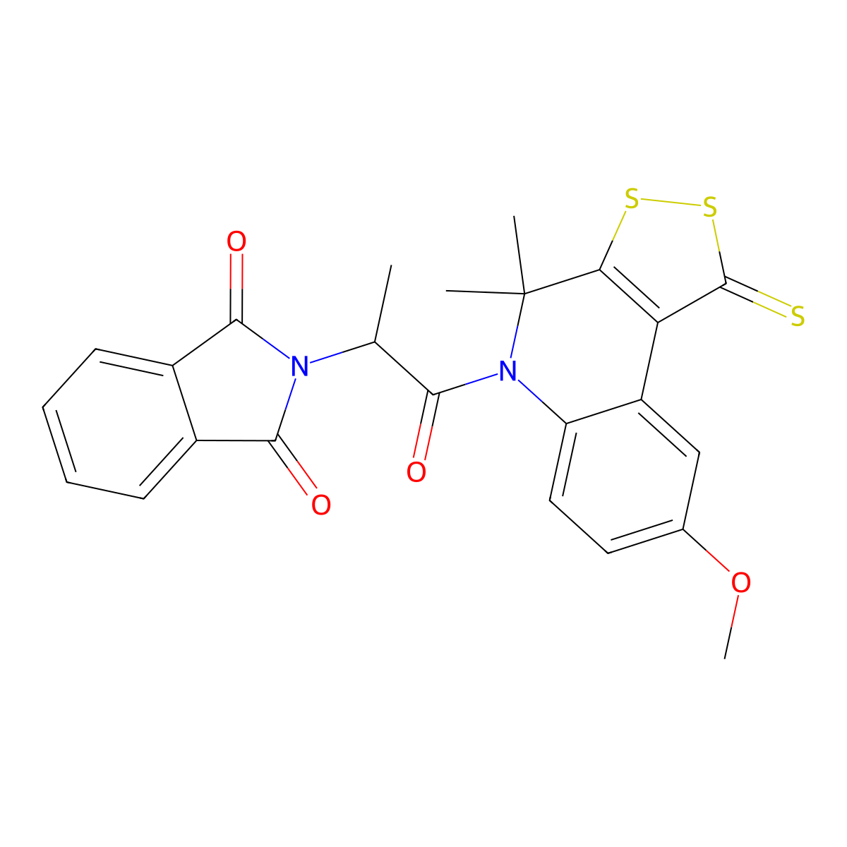2-[1-(8-Methoxy-4,4-dimethyl-1-sulfanylidenedithiolo[3,4-c]quinolin-5-yl)-1-oxopropan-2-yl]isoindole-1,3-dione molecular structure, CAS 351498-72-1