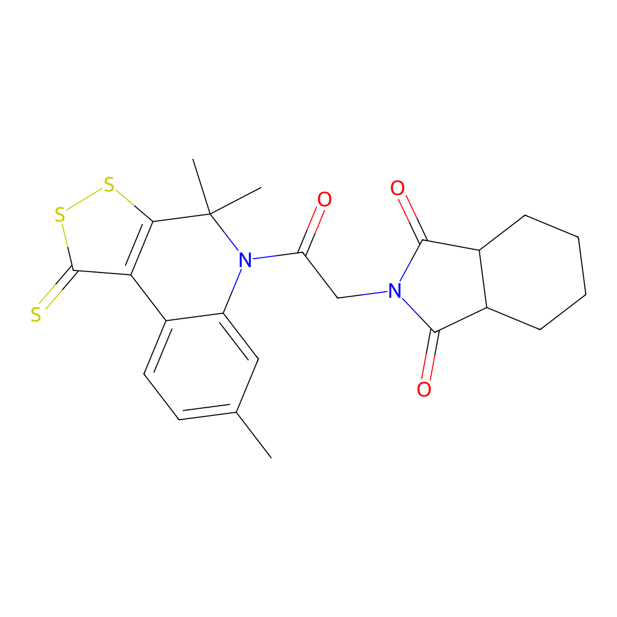 2-[2-oxo-2-(4,4,7-trimethyl-1-thioxo-1,4-dihydro-5H-[1,2]dithiolo[3,4-c]quinolin-5-yl)ethyl]hexahydro-1H-isoindole-1,3(2H)-dione molecular structure, CAS 351498-73-2