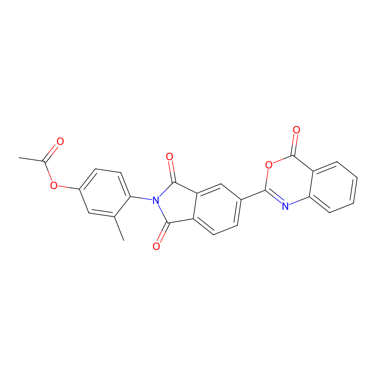 4-[1,3-dioxo-5-(4-oxo-4H-3,1-benzoxazin-2-yl)-1,3-dihydro-2H-isoindol-2-yl]-3-methylphenyl acetate molecular structure, CAS 351498-98-1