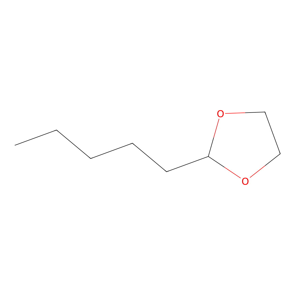 2-Pentyl-1,3-dioxolane molecular structure, CAS 3515-94-4