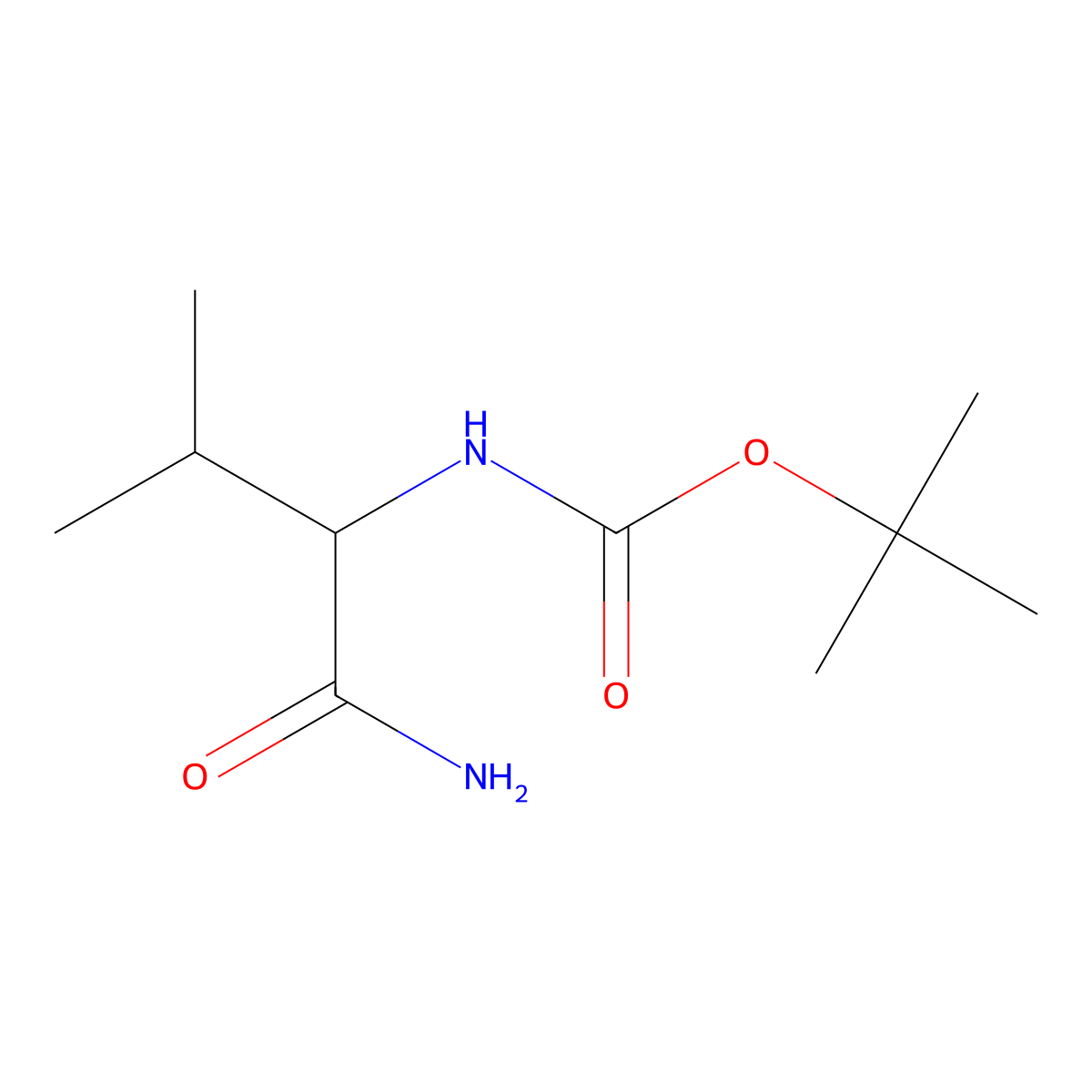 Boc-L-valine amide molecular structure, CAS 35150-08-4