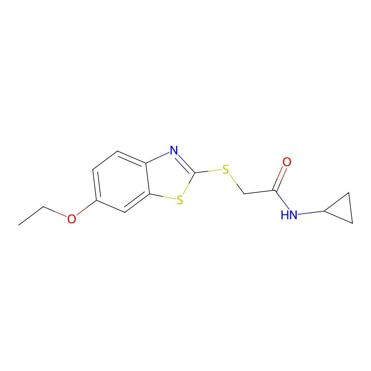 N-cyclopropyl-2-[(6-ethoxy-1,3-benzothiazol-2-yl)sulfanyl]acetamide molecular structure, CAS 351505-08-3