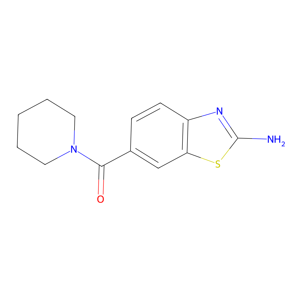 (2-Amino-benzothiazol-6-yl)-piperidin-1-yl-methanone molecular structure, CAS 351518-88-2