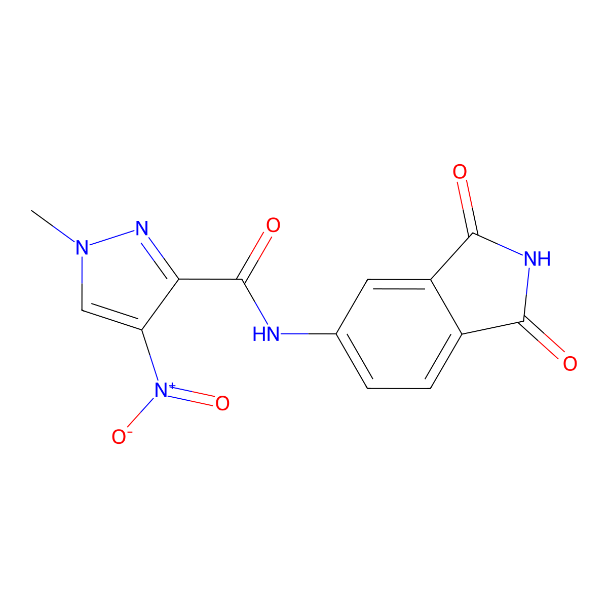 N-(1,3-dioxoisoindol-5-yl)-1-methyl-4-nitropyrazole-3-carboxamide molecular structure, CAS 351519-23-8