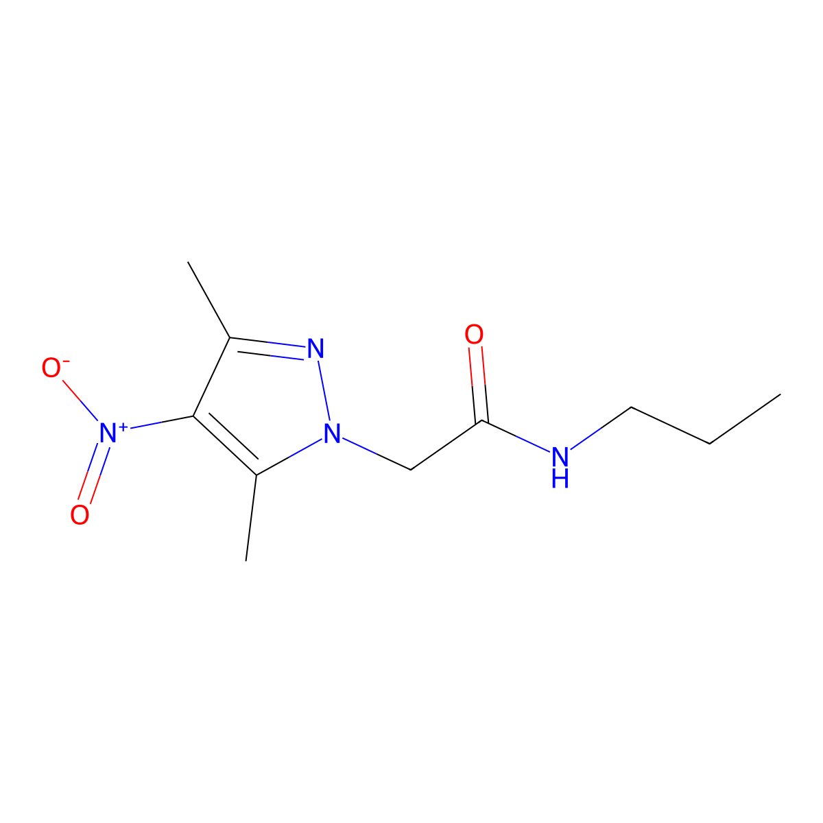 2-(3,5-dimethyl-4-nitro-1H-pyrazol-1-yl)-N-propylacetamide molecular structure, CAS 351520-63-3