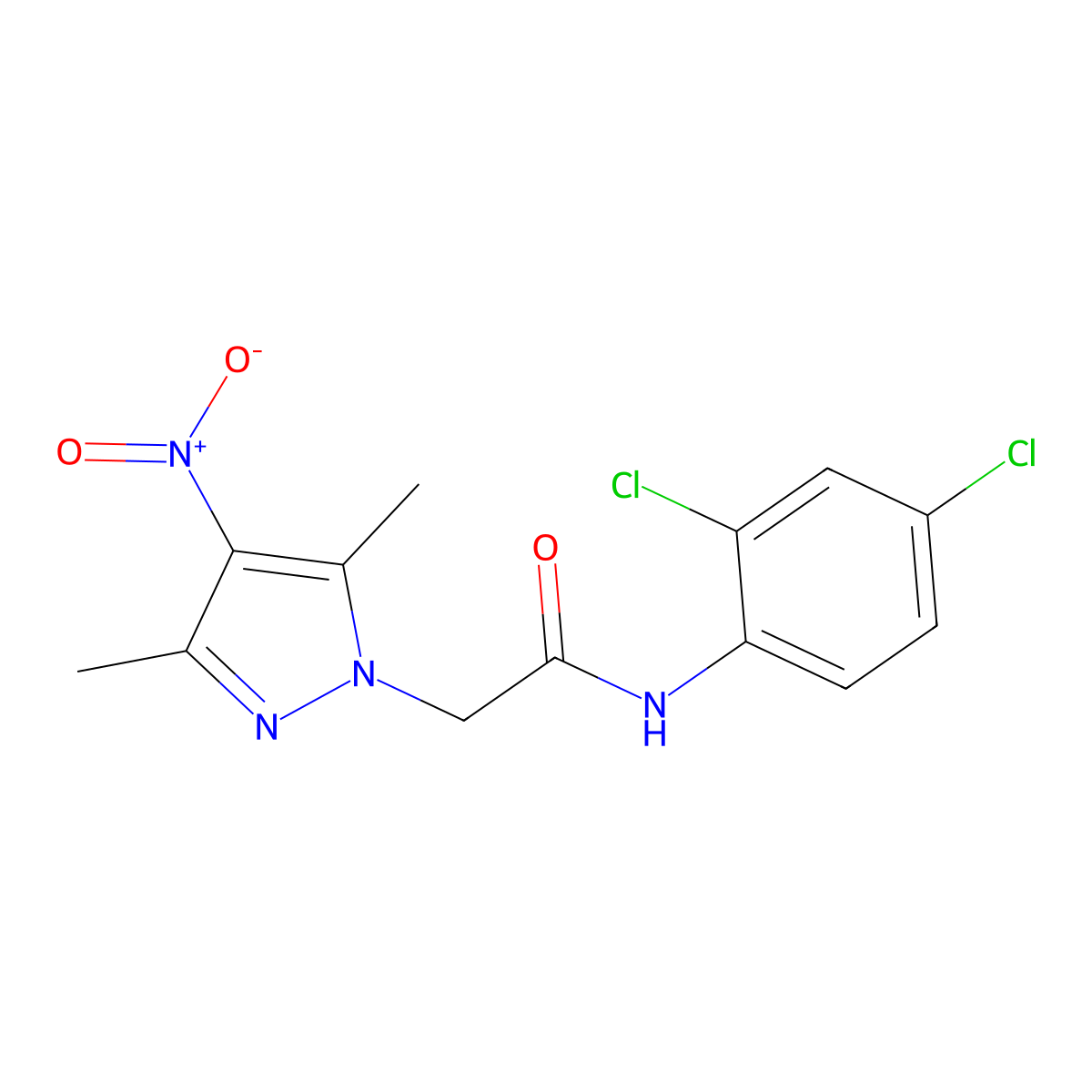 N-(2,4-dichlorophenyl)-2-(3,5-dimethyl-4-nitropyrazol-1-yl)acetamide molecular structure, CAS 351520-65-5
