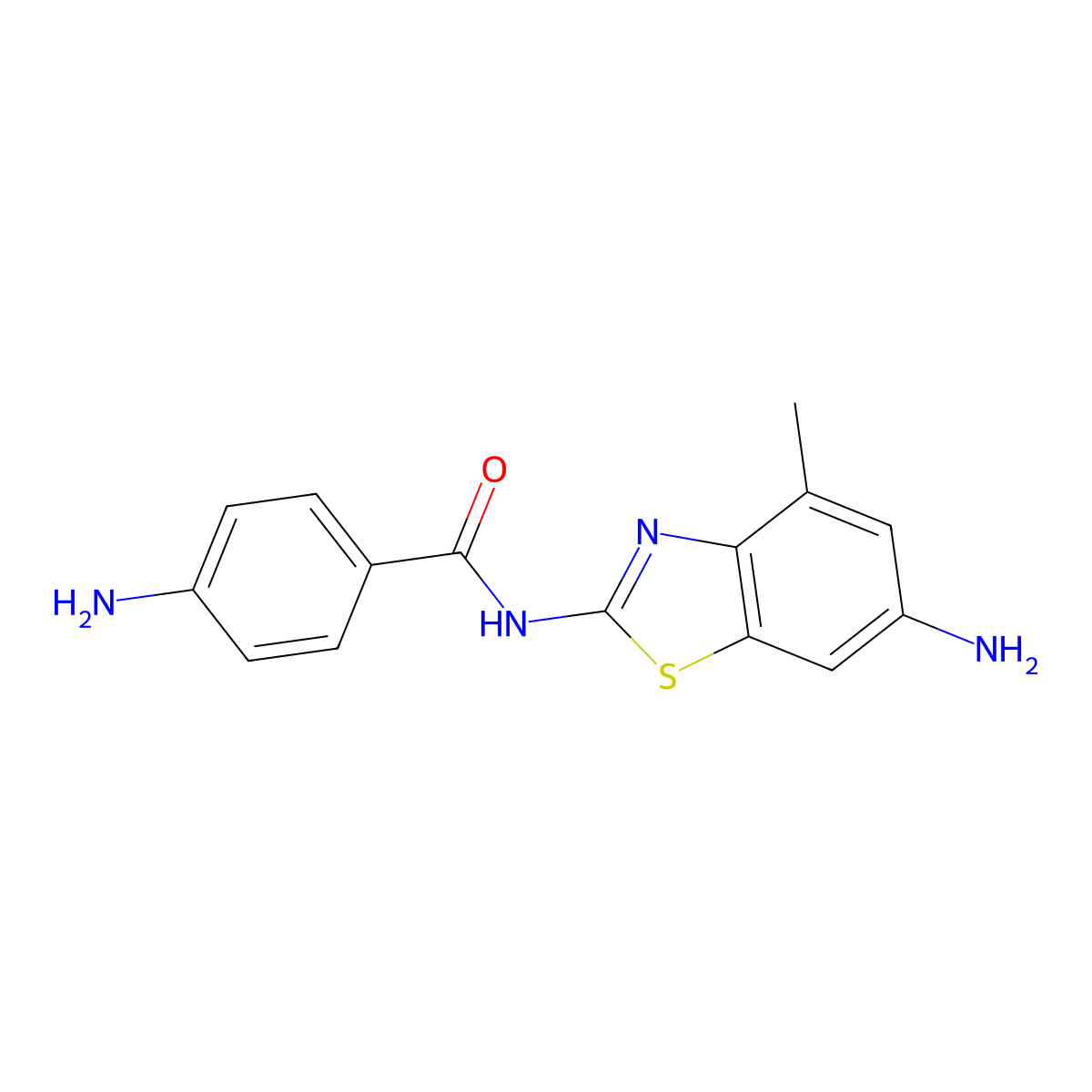 4-amino-N-(6-amino-4-methyl-1,3-benzothiazol-2-yl)benzamide molecular structure, CAS 351520-69-9