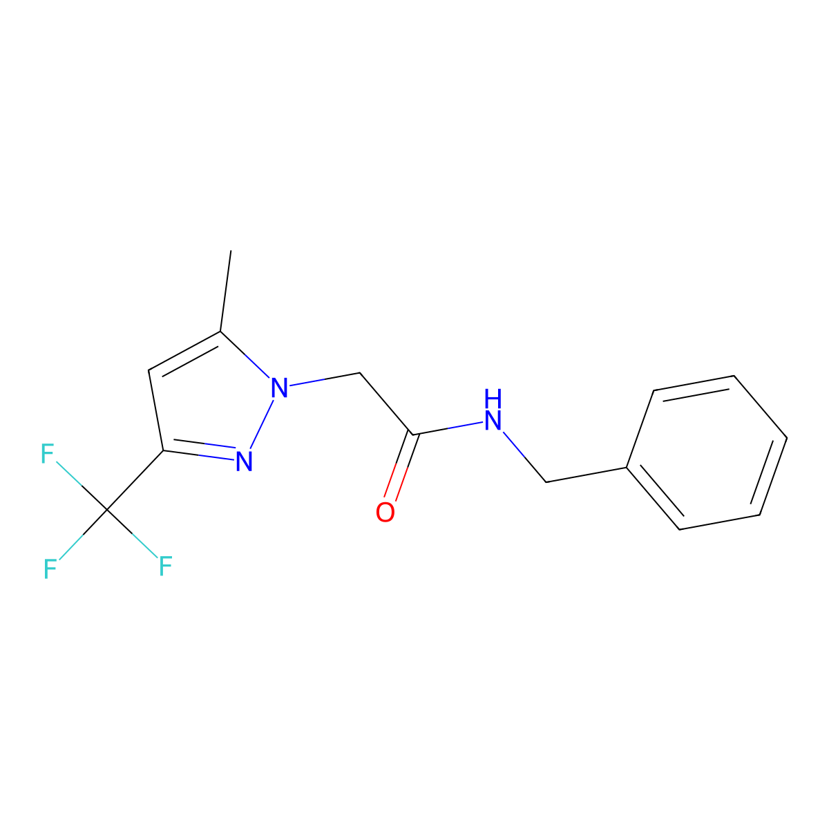 N-benzyl-2-[5-methyl-3-(trifluoromethyl)-1H-pyrazol-1-yl]acetamide molecular structure, CAS 351520-70-2