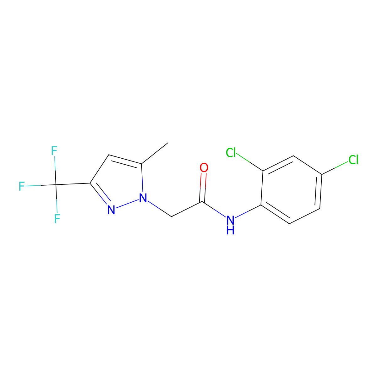 N-(2,4-dichlorophenyl)-2-[5-methyl-3-(trifluoromethyl)-1H-pyrazol-1-yl]acetamide molecular structure, CAS 351520-75-7