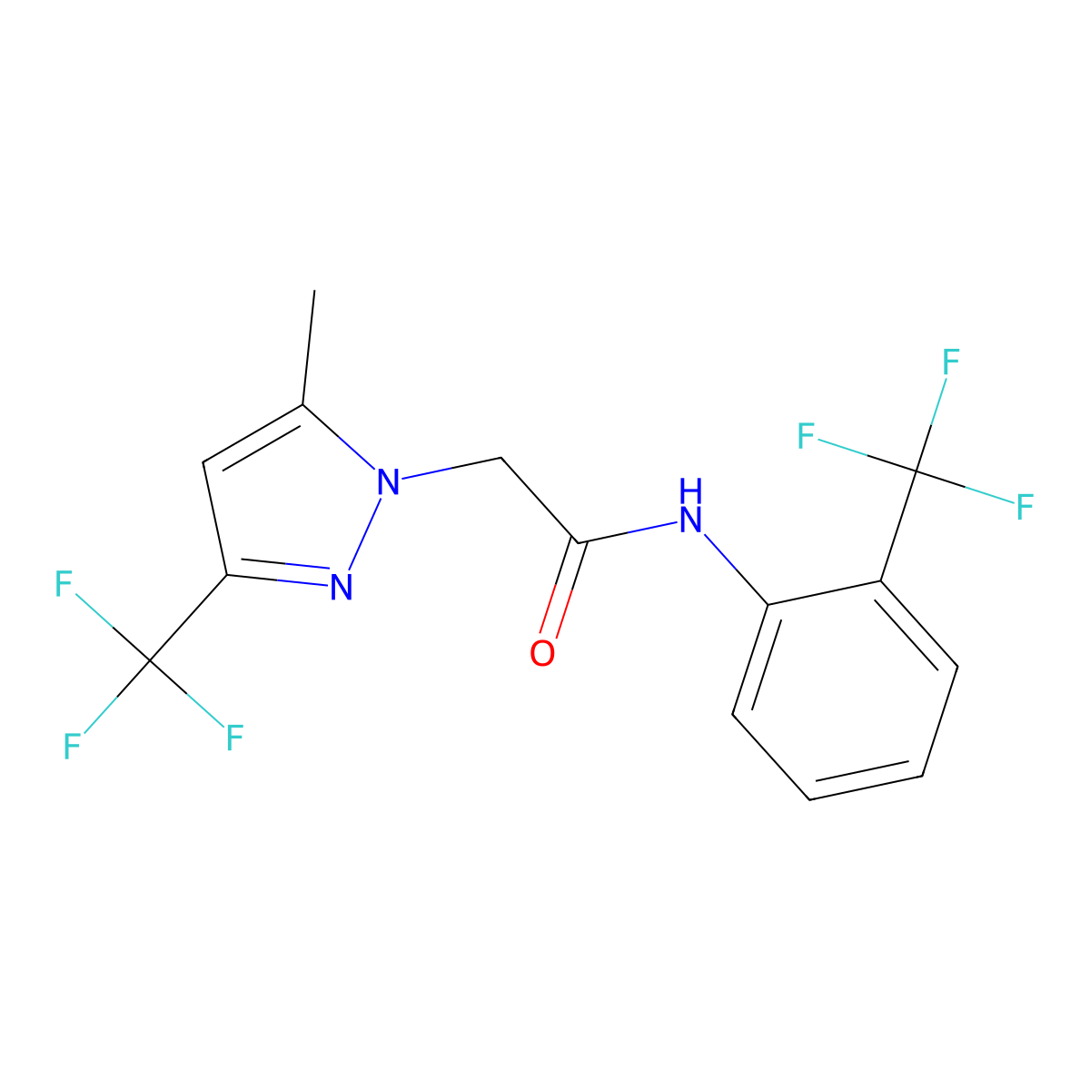 2-[5-methyl-3-(trifluoromethyl)pyrazol-1-yl]-N-[2-(trifluoromethyl)phenyl]acetamide molecular structure, CAS 351520-76-8