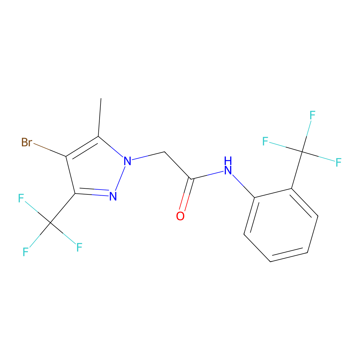 2-[4-bromo-5-methyl-3-(trifluoromethyl)-1H-pyrazol-1-yl]-N-[2-(trifluoromethyl)phenyl]acetamide molecular structure, CAS 351520-80-4