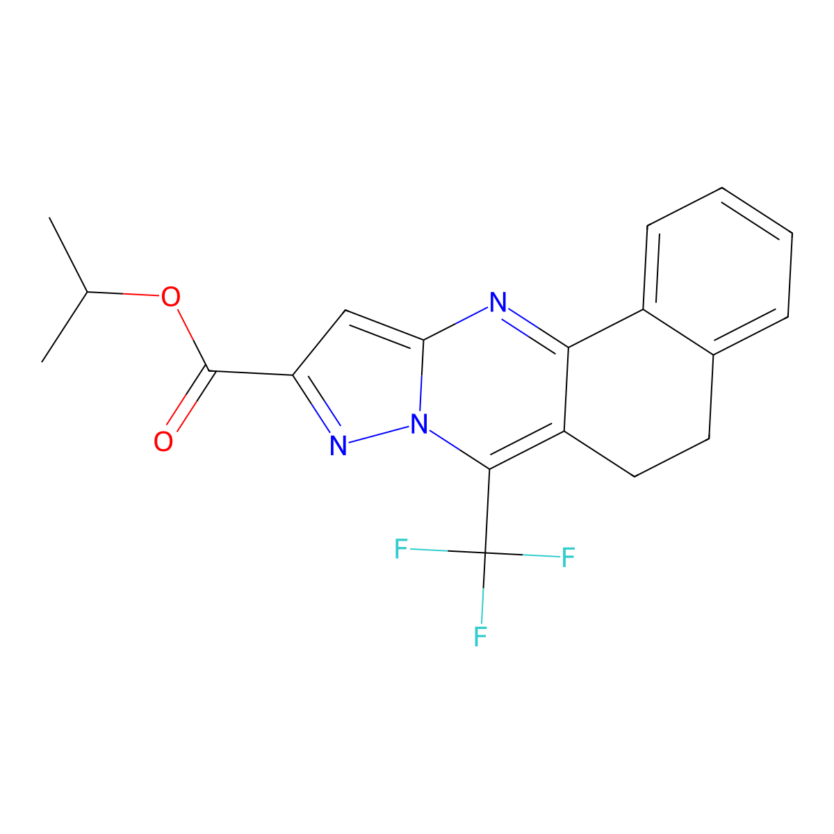 Isopropyl 7-(trifluoromethyl)-5,6-dihydrobenzo[h]pyrazolo[5,1-b]quinazoline-10-carboxylate molecular structure, CAS 351521-10-3