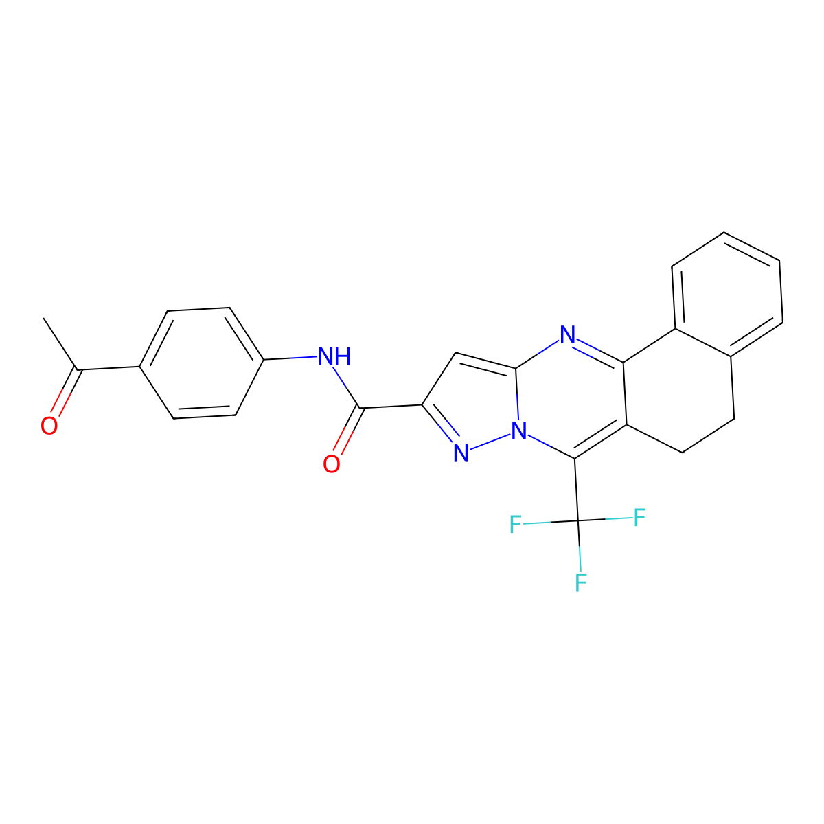N-(4-acetylphenyl)-7-(trifluoromethyl)-5,6-dihydrobenzo[h]pyrazolo[5,1-b]quinazoline-10-carboxamide molecular structure, CAS 351521-13-6