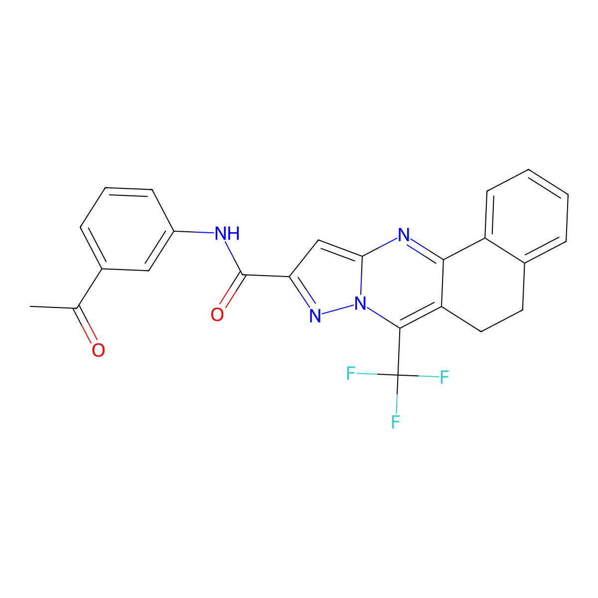 N-(3-acetylphenyl)-7-(trifluoromethyl)-5,6-dihydrobenzo[h]pyrazolo[5,1-b]quinazoline-10-carboxamide molecular structure, CAS 351521-18-1