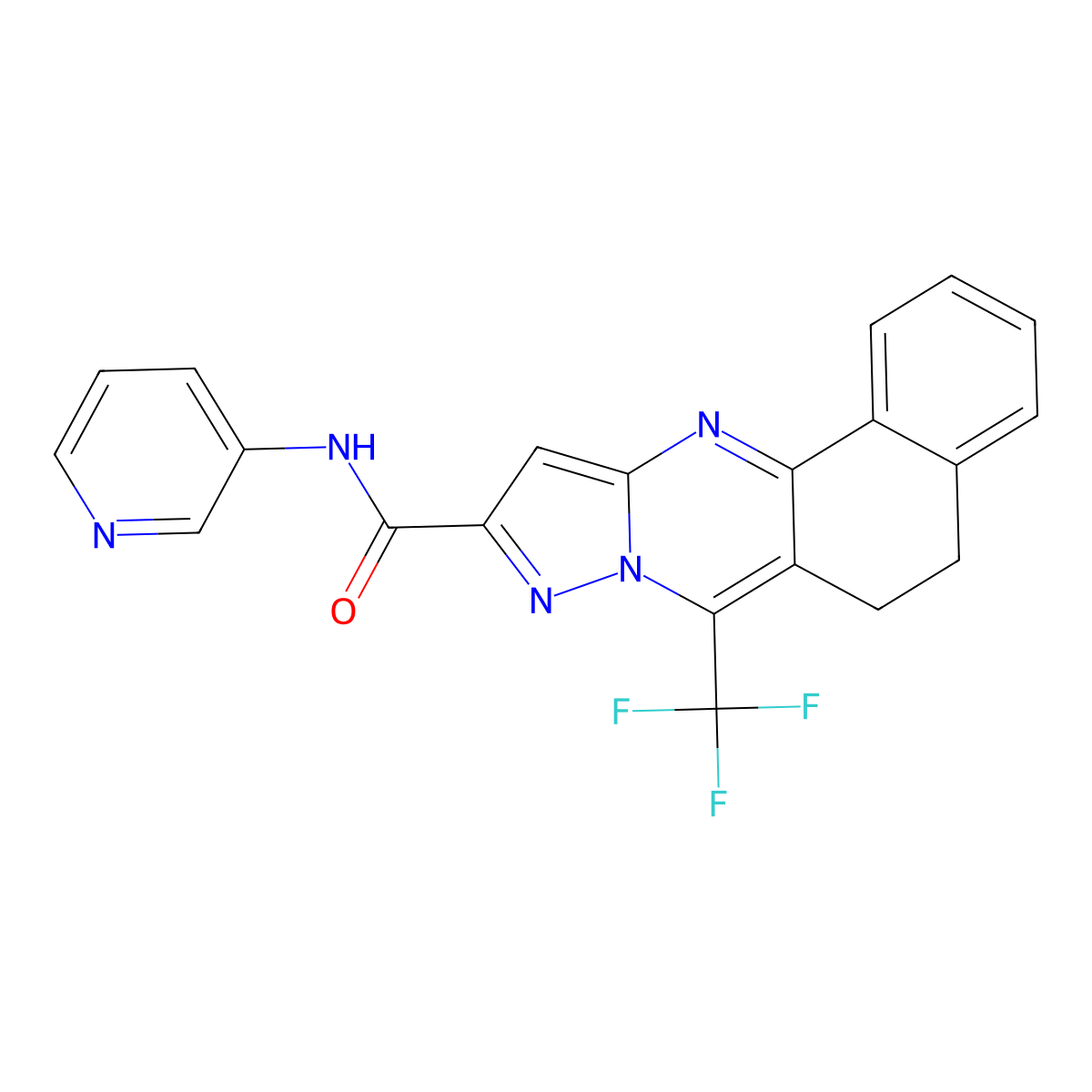 N-(pyridin-3-yl)-7-(trifluoromethyl)-5,6-dihydrobenzo[h]pyrazolo[5,1-b]quinazoline-10-carboxamide molecular structure, CAS 351521-19-2