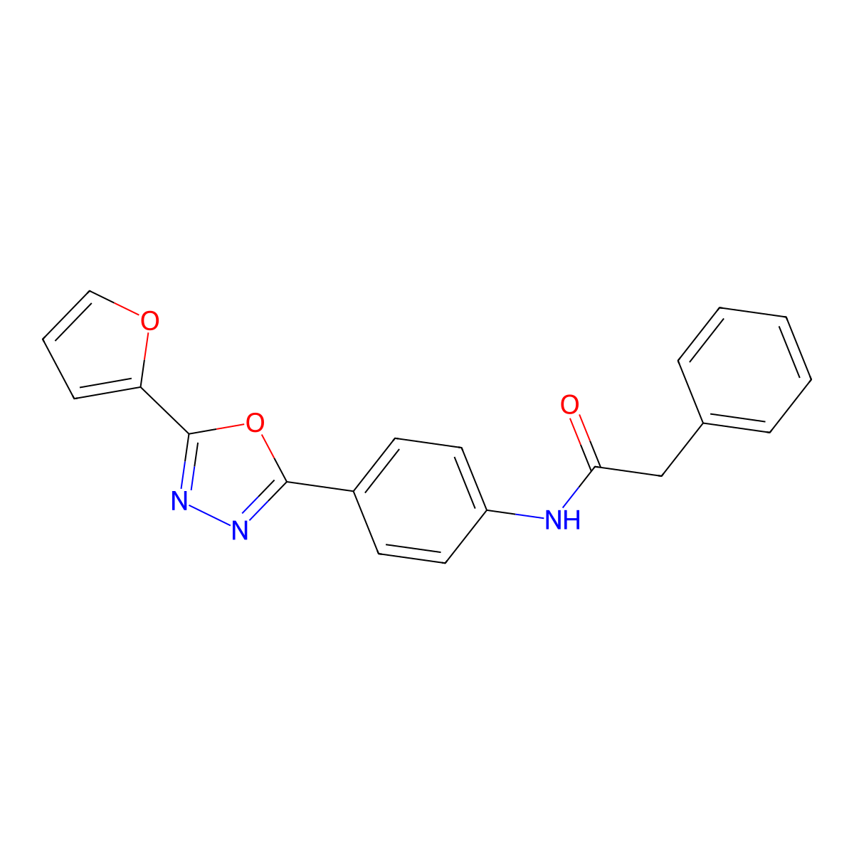 N-(4-(5-(Furan-2-yl)-1,3,4-oxadiazol-2-yl)phenyl)-2-phenylacetamide molecular structure, CAS 351521-31-8
