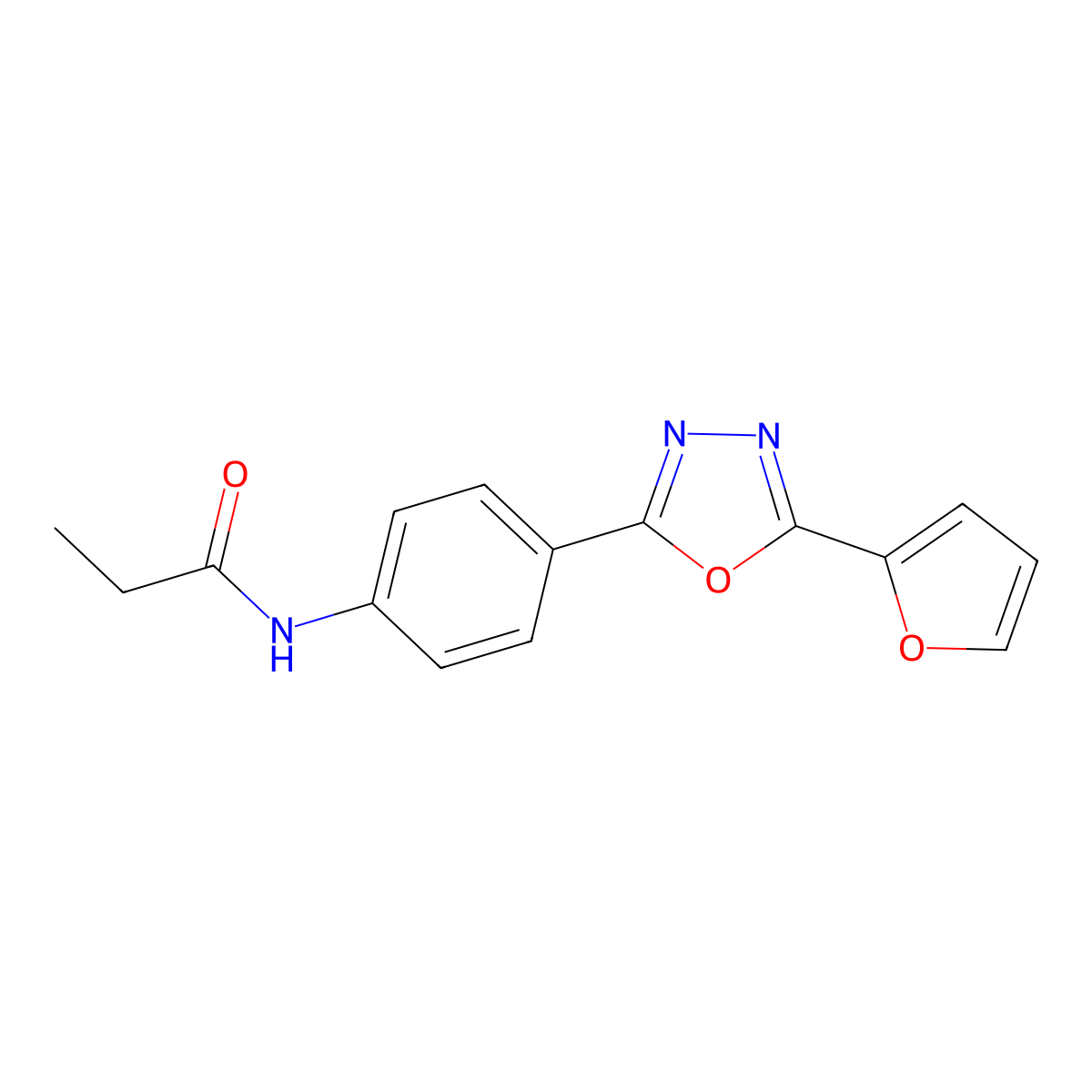 N-[4-[5-(furan-2-yl)-1,3,4-oxadiazol-2-yl]phenyl]propanamide molecular structure, CAS 351521-32-9
